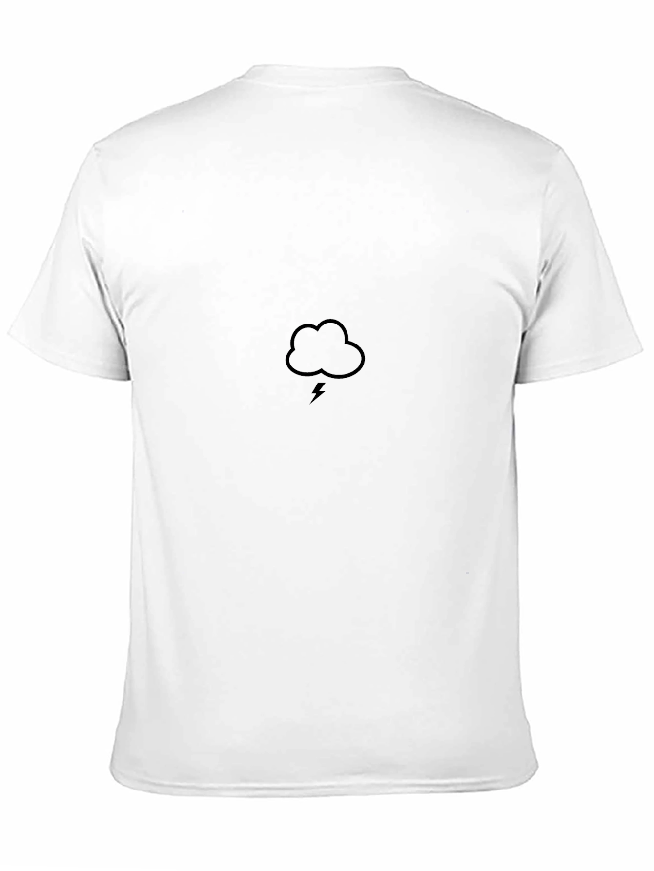 Black T-Shirt - Cloud and Lightning Bolt Graphic
