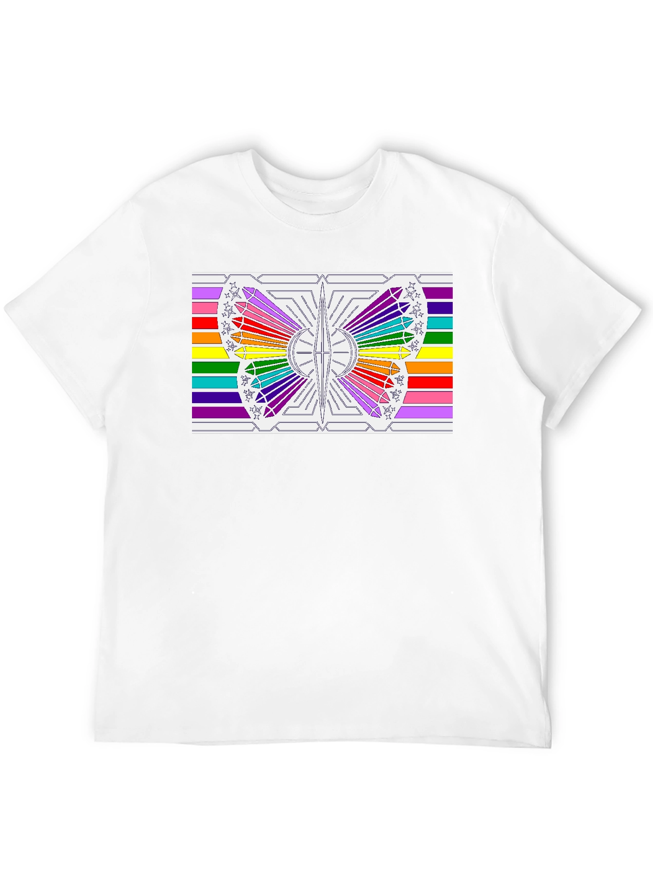 Rainbow Butterfly Graphic Tee - Black Cotton Casual Shirt