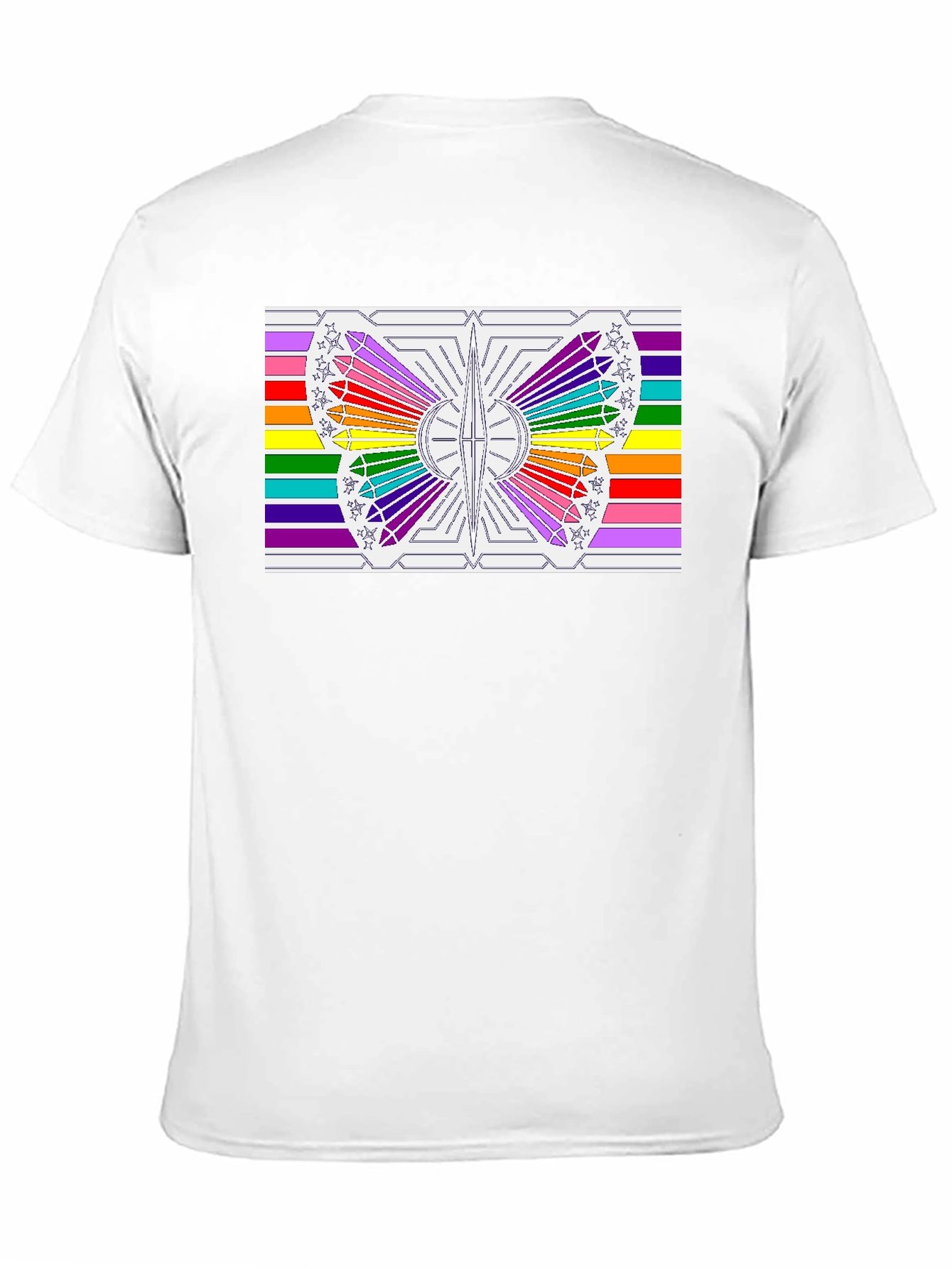 Rainbow Butterfly Graphic Tee - Black Cotton Casual Shirt