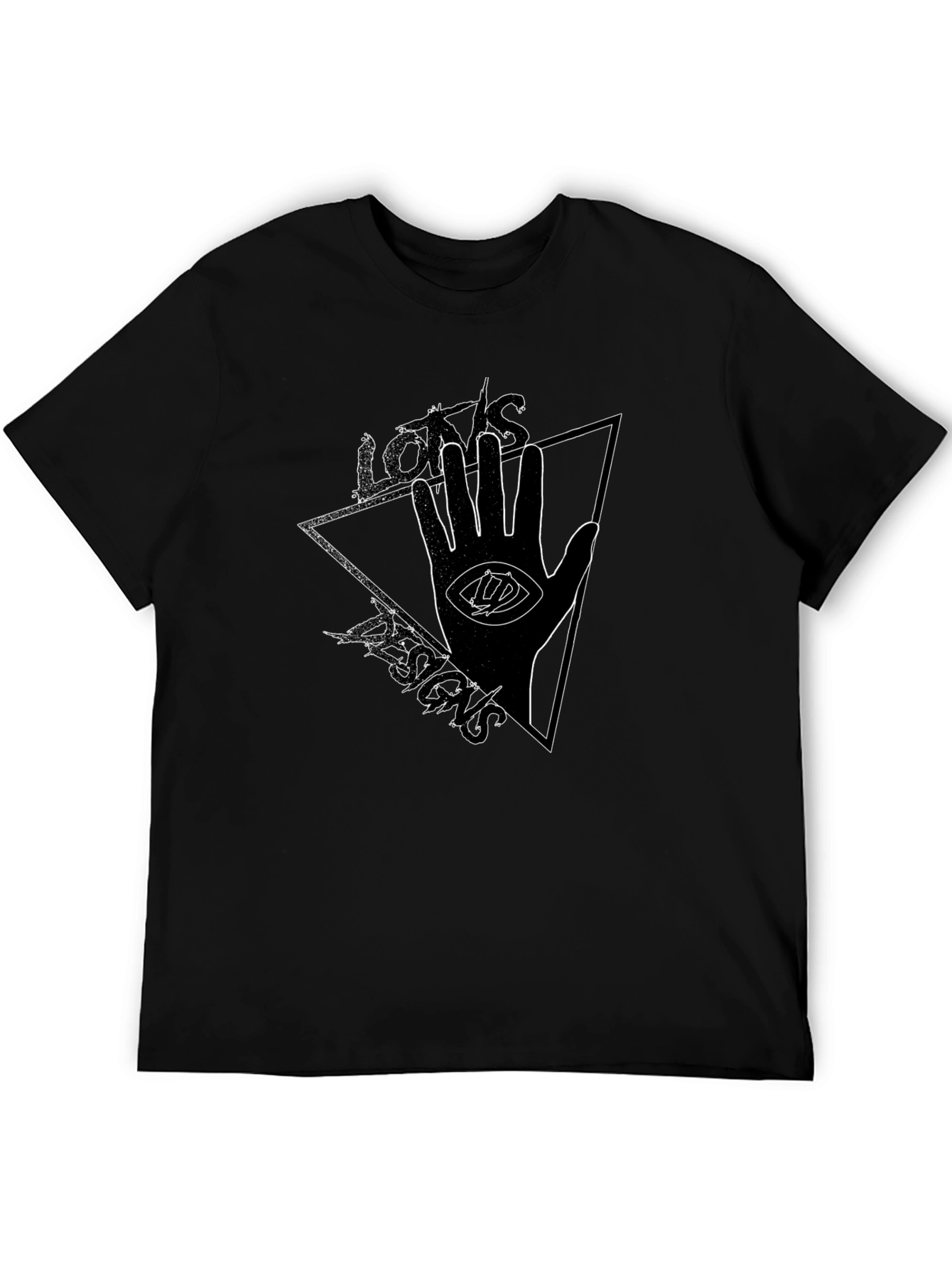 Eye Hand Triangle Graphic Tee - Black Cotton T-Shirt