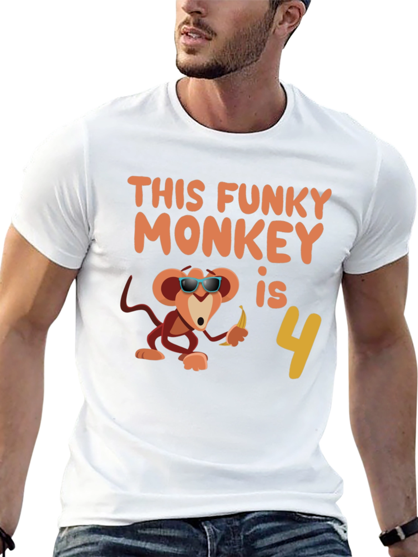 Funky Monkey Birthday T-Shirt: 4th Birthday Apparel