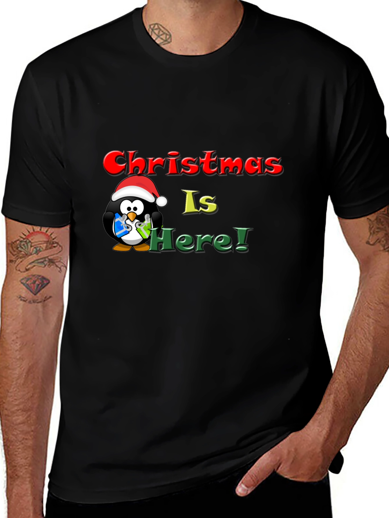 Christmas Penguin Graphic T-Shirt