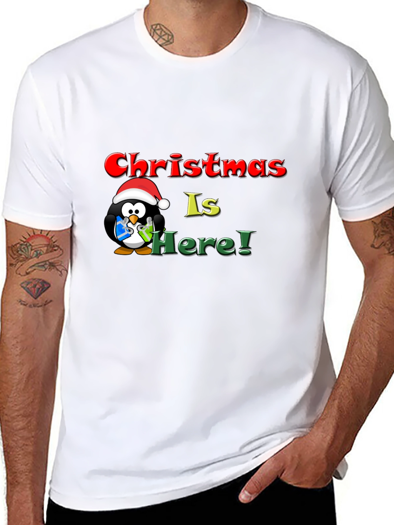 Christmas Penguin Graphic T-Shirt