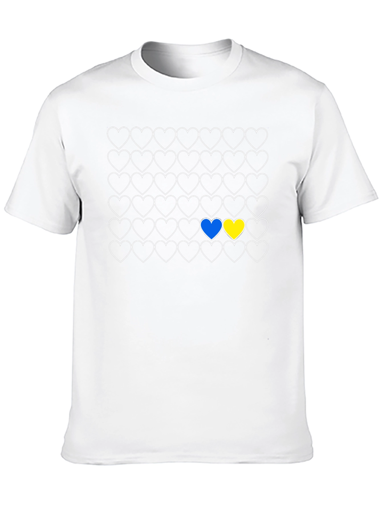Ukraine Flag Heart Pattern T-Shirt