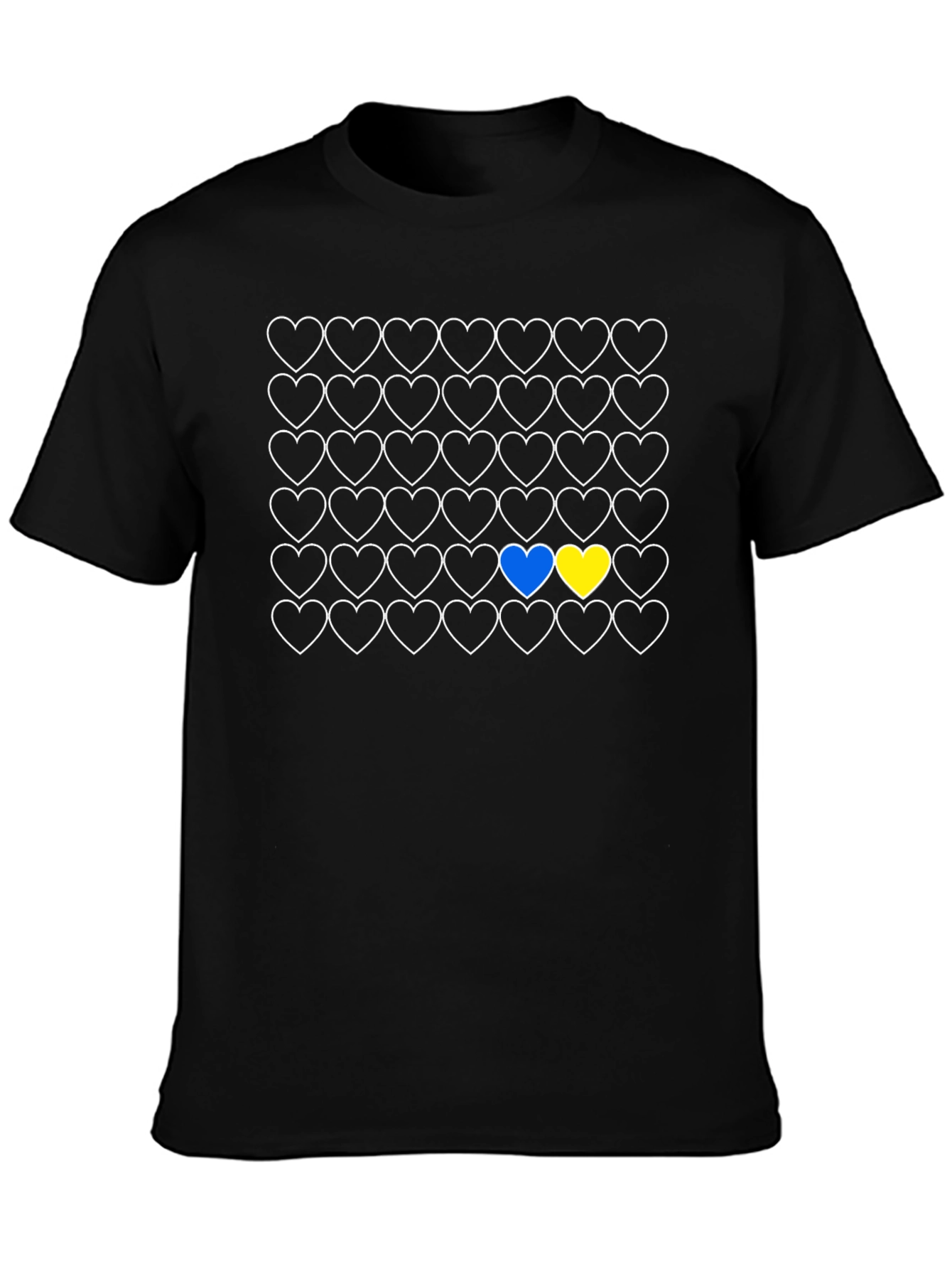 Ukraine Flag Heart Pattern T-Shirt