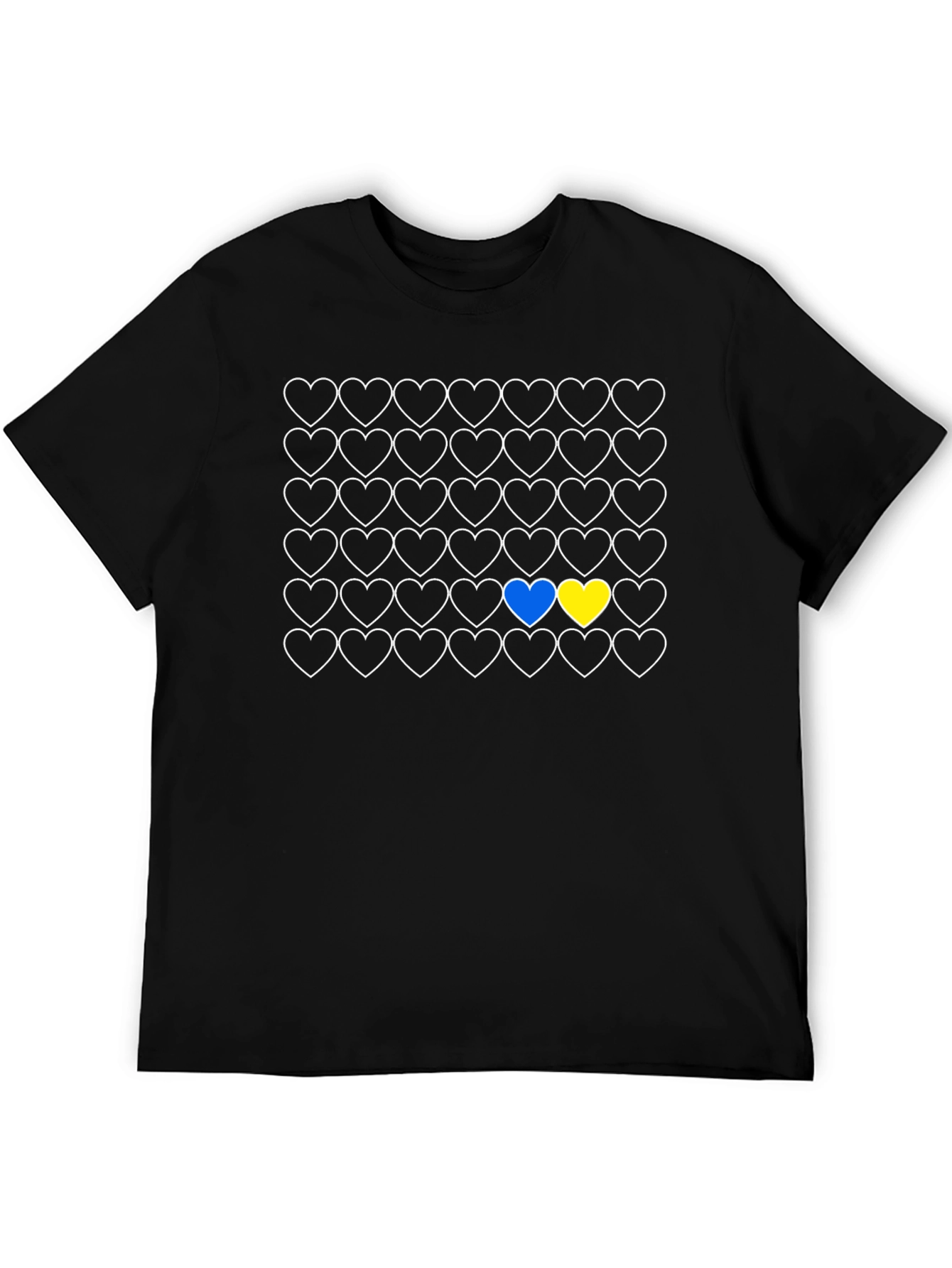 Ukraine Flag Heart Pattern T-Shirt