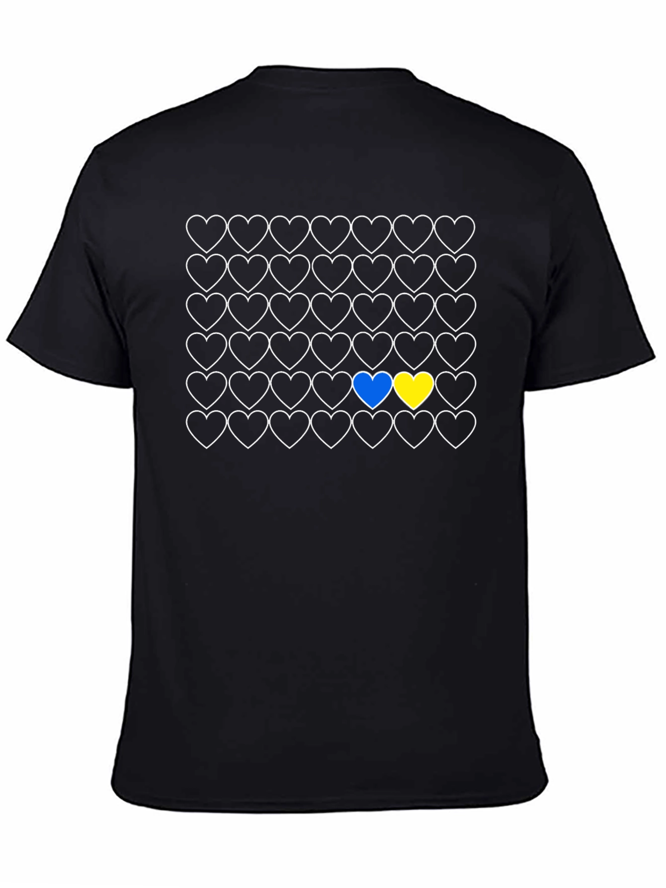 Ukraine Flag Heart Pattern T-Shirt