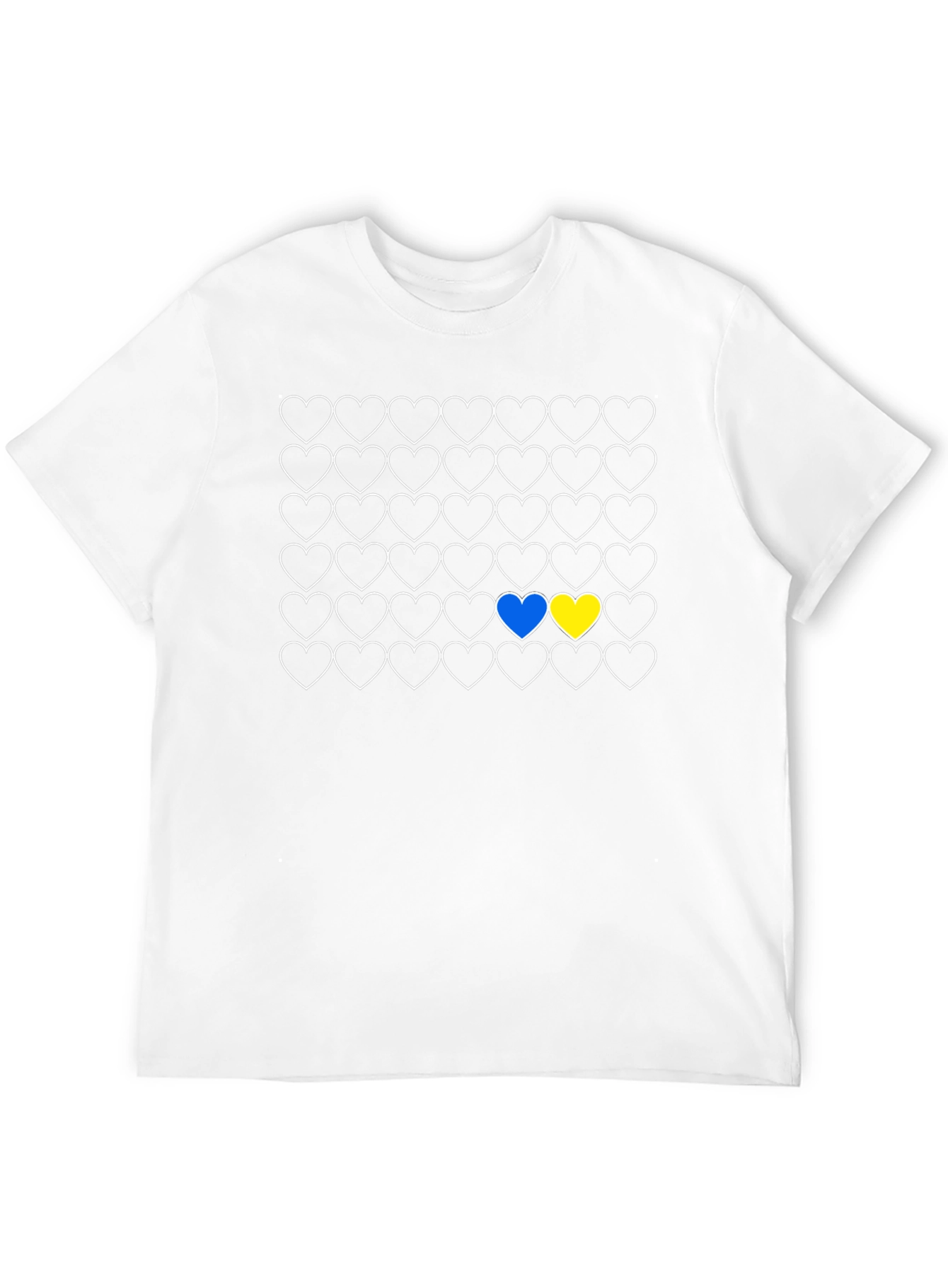 Ukraine Flag Heart Pattern T-Shirt