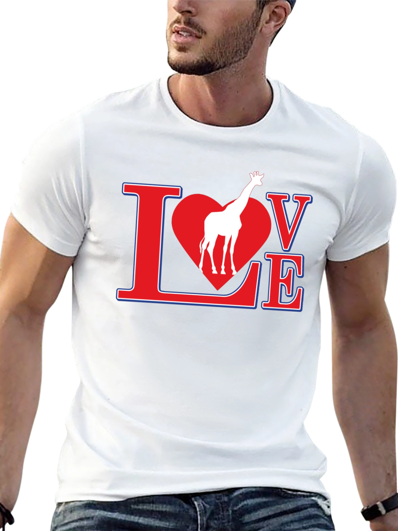 Giraffe Love Graphic T-Shirt - Black
