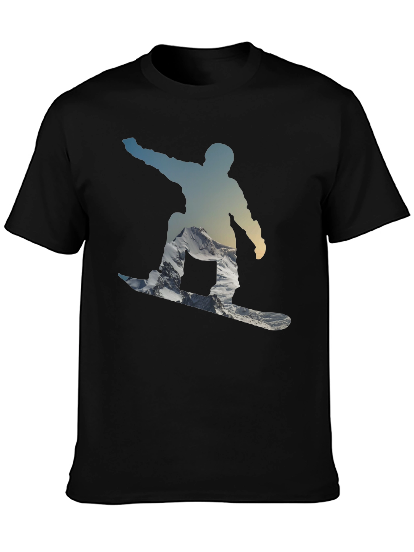 Snowboarder Silhouette Graphic Tee - Cool Black Shirt