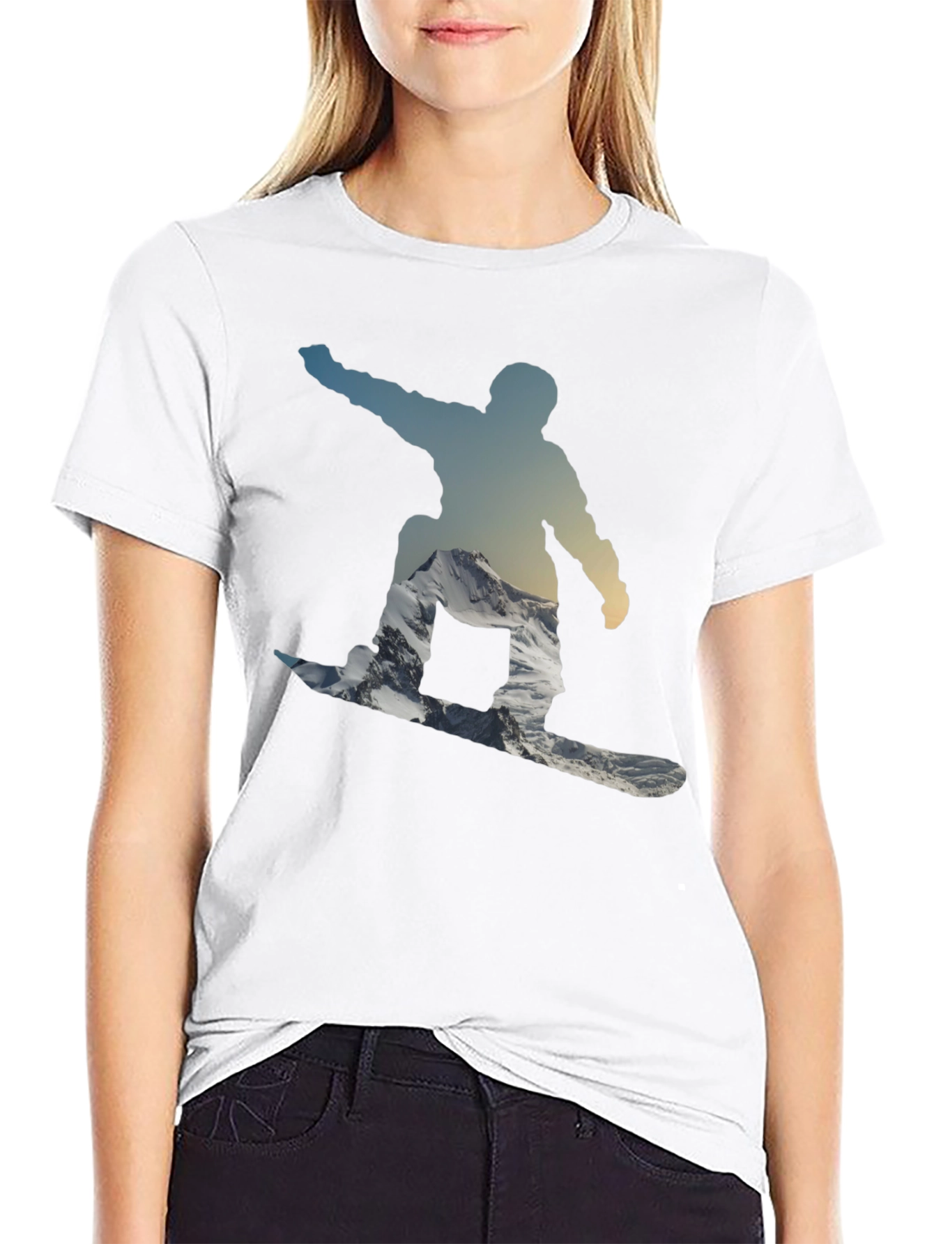 Snowboarder Silhouette Graphic Tee - Cool Black Shirt
