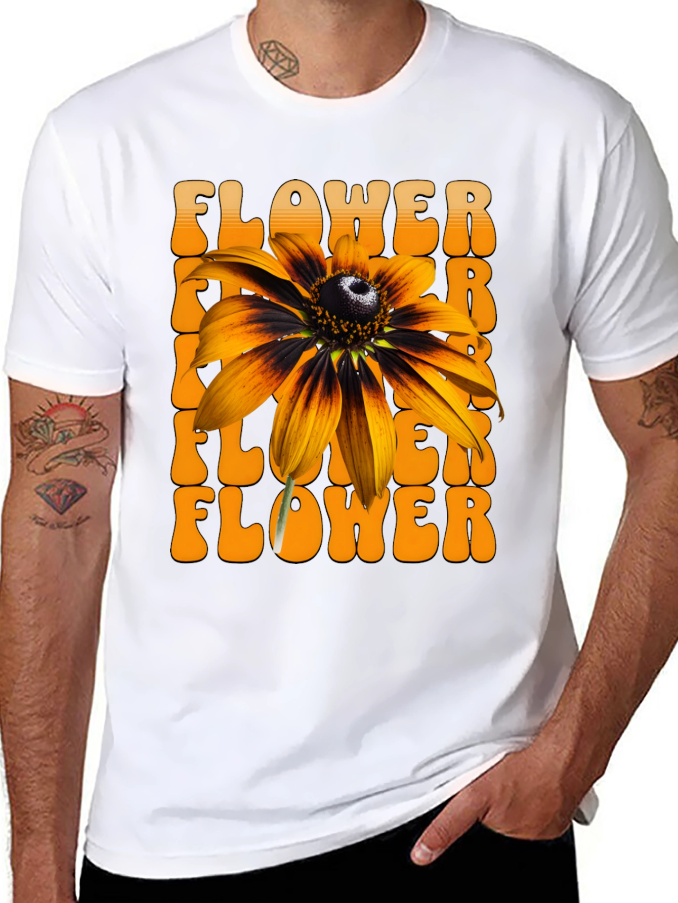 Retro Flower Graphic Tee - Black
