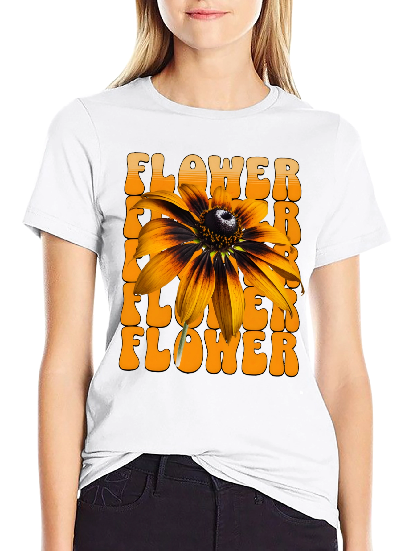 Retro Flower Graphic Tee - Black