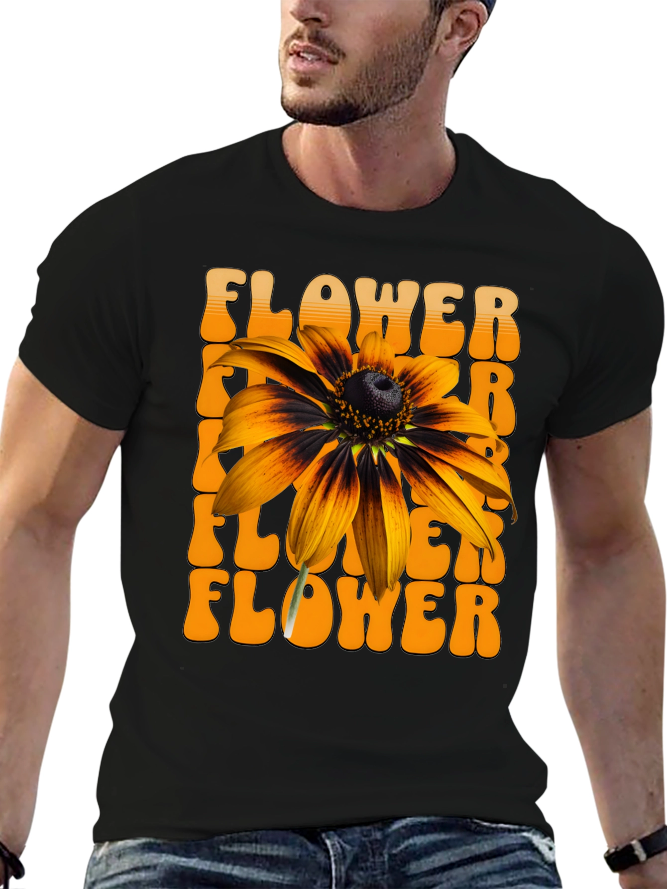Retro Flower Graphic Tee - Black