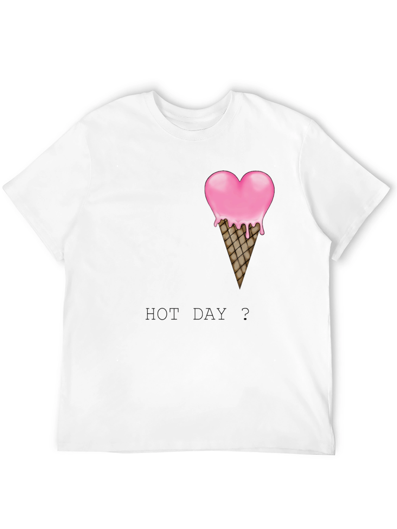 Heart Ice Cream Cone Graphic Black T-Shirt