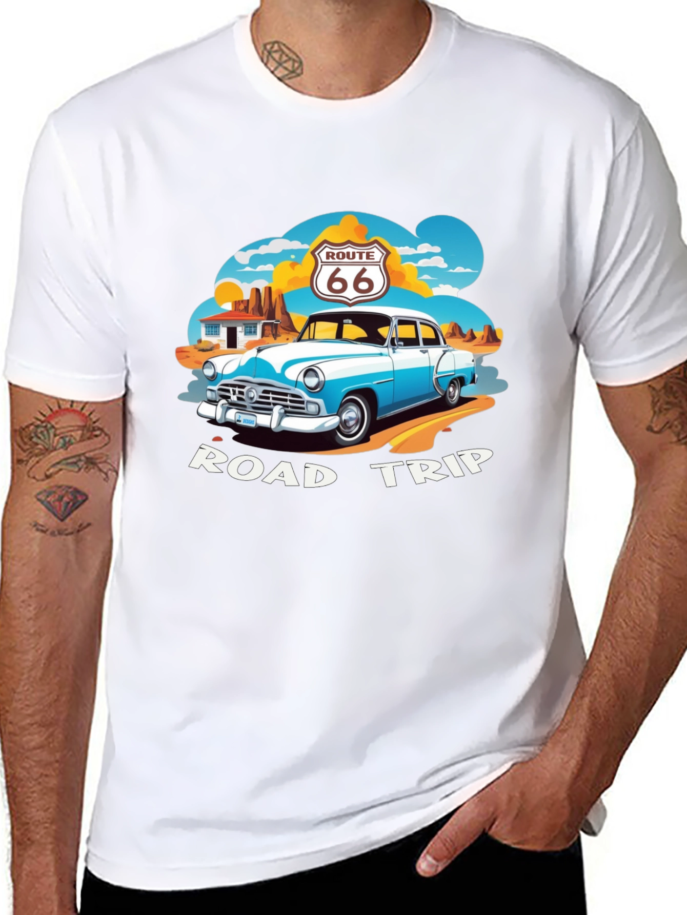 Route 66 Road Trip Black Graphic Tee