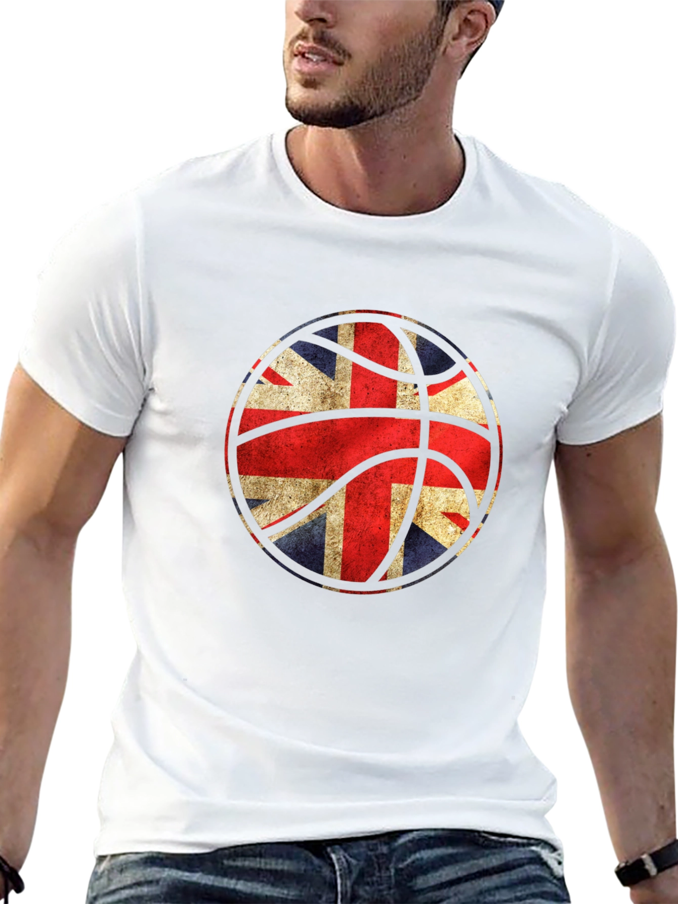 UK Flag Basketball Graphic Black T-Shirt