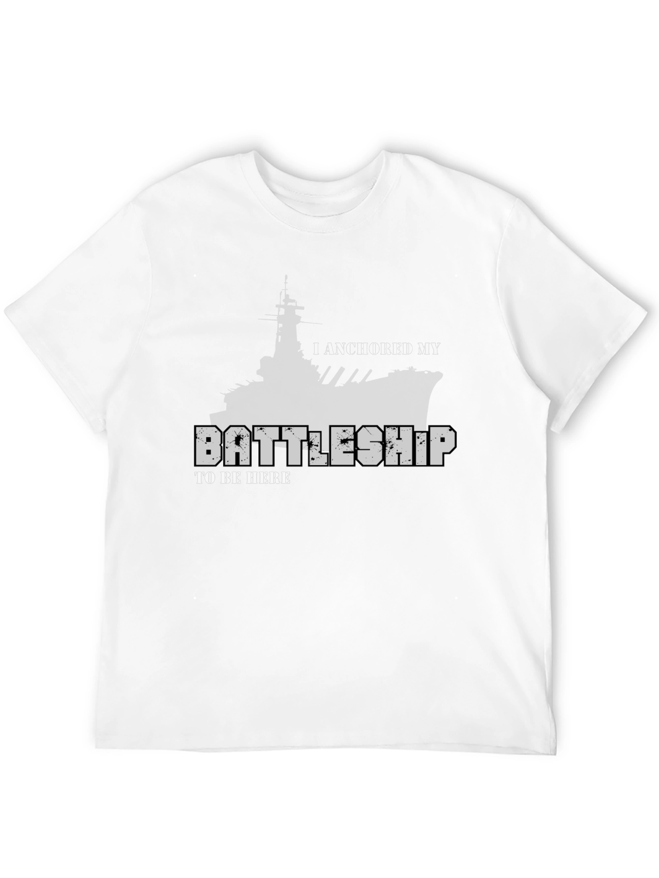 Anchored Battleship Graphic Tee - Black Cotton Shirt
