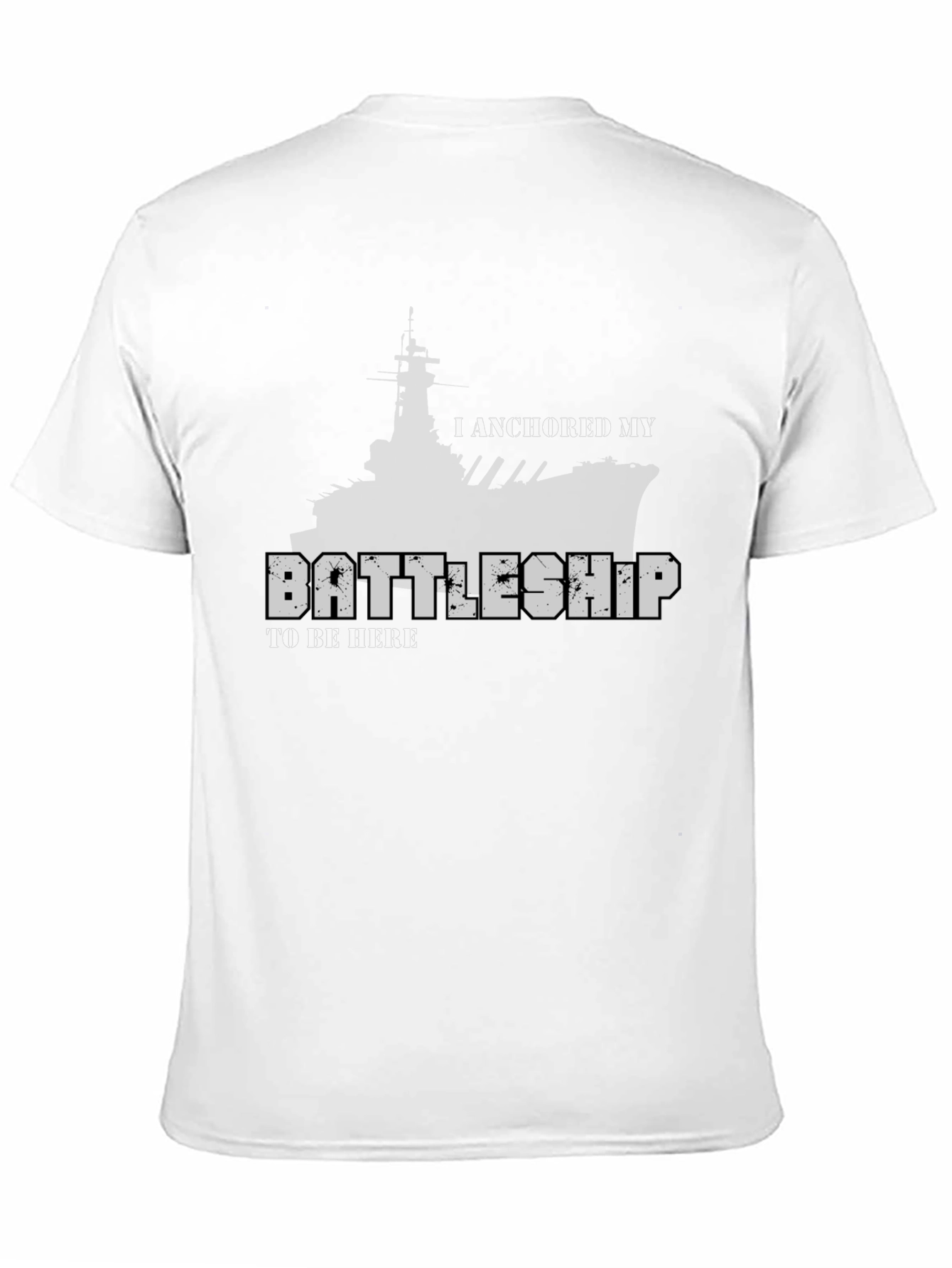 Anchored Battleship Graphic Tee - Black Cotton Shirt