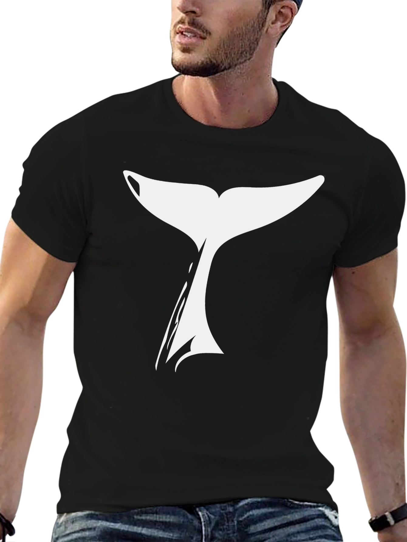 Whale Tail Graphic T-Shirt - Black