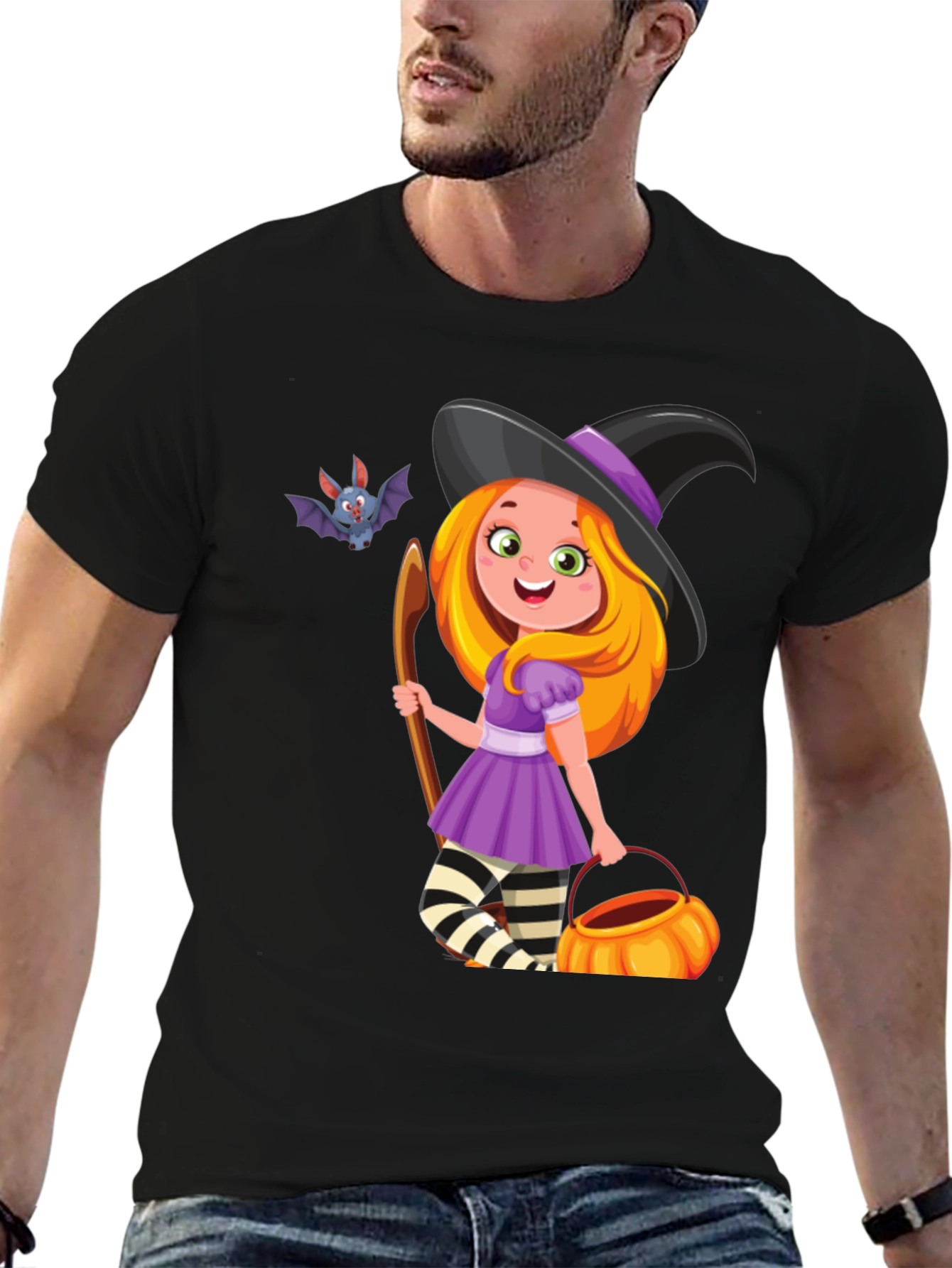 Halloween Witch T-Shirt - Cute Bat Design
