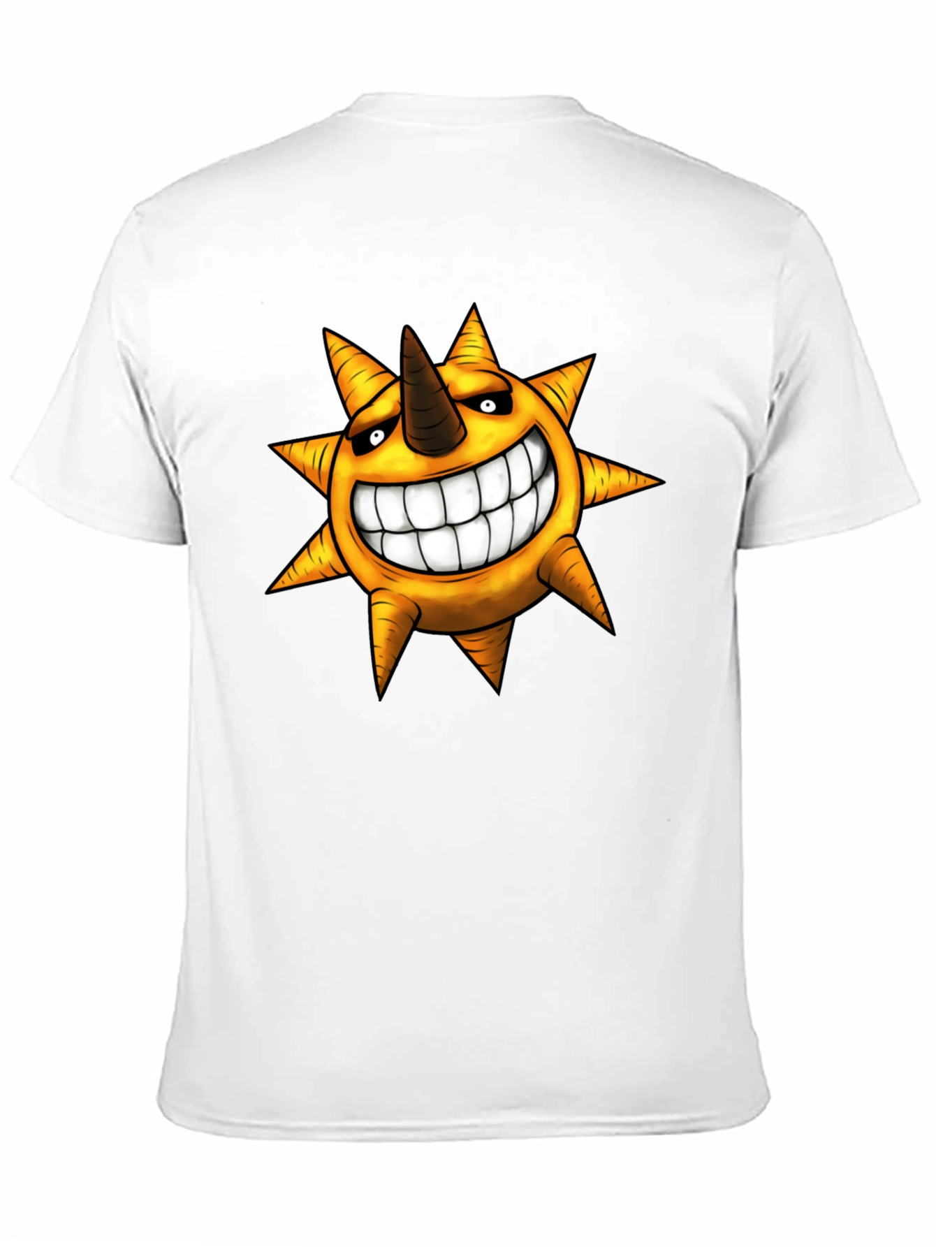 Mens Black T-shirt with Smiling Sun Design