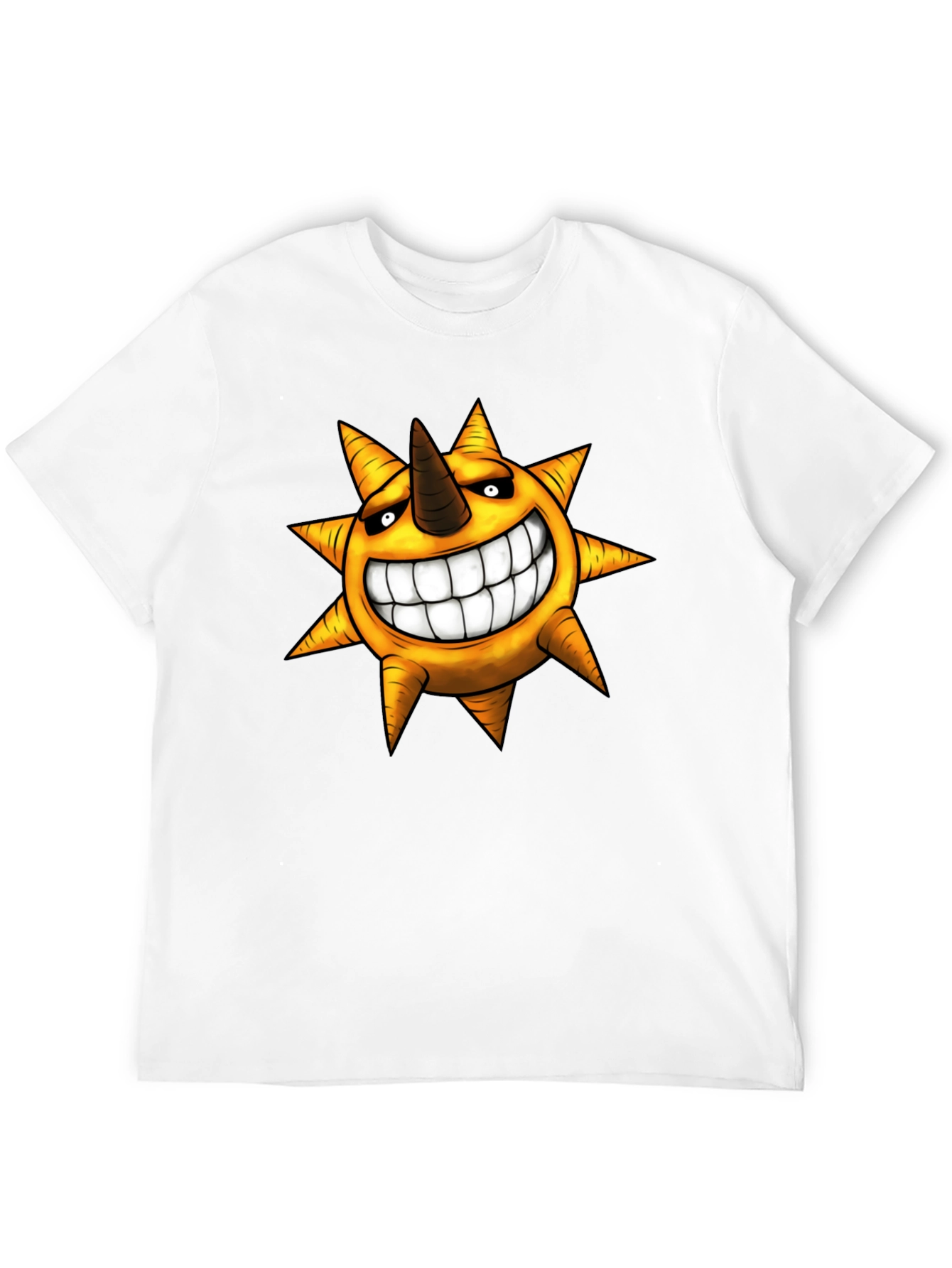 Mens Black T-shirt with Smiling Sun Design