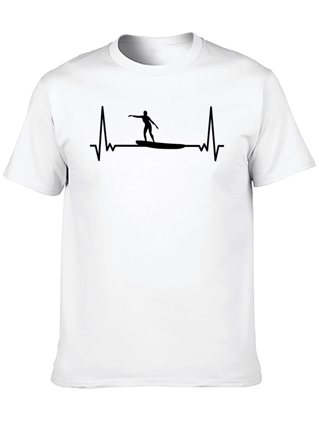 Surfing Heartbeat T-Shirt - Black