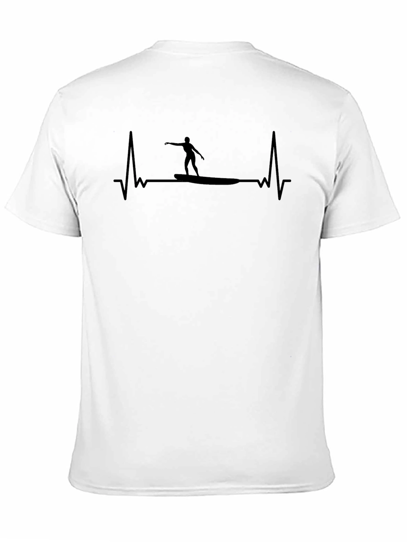 Surfing Heartbeat T-Shirt - Black