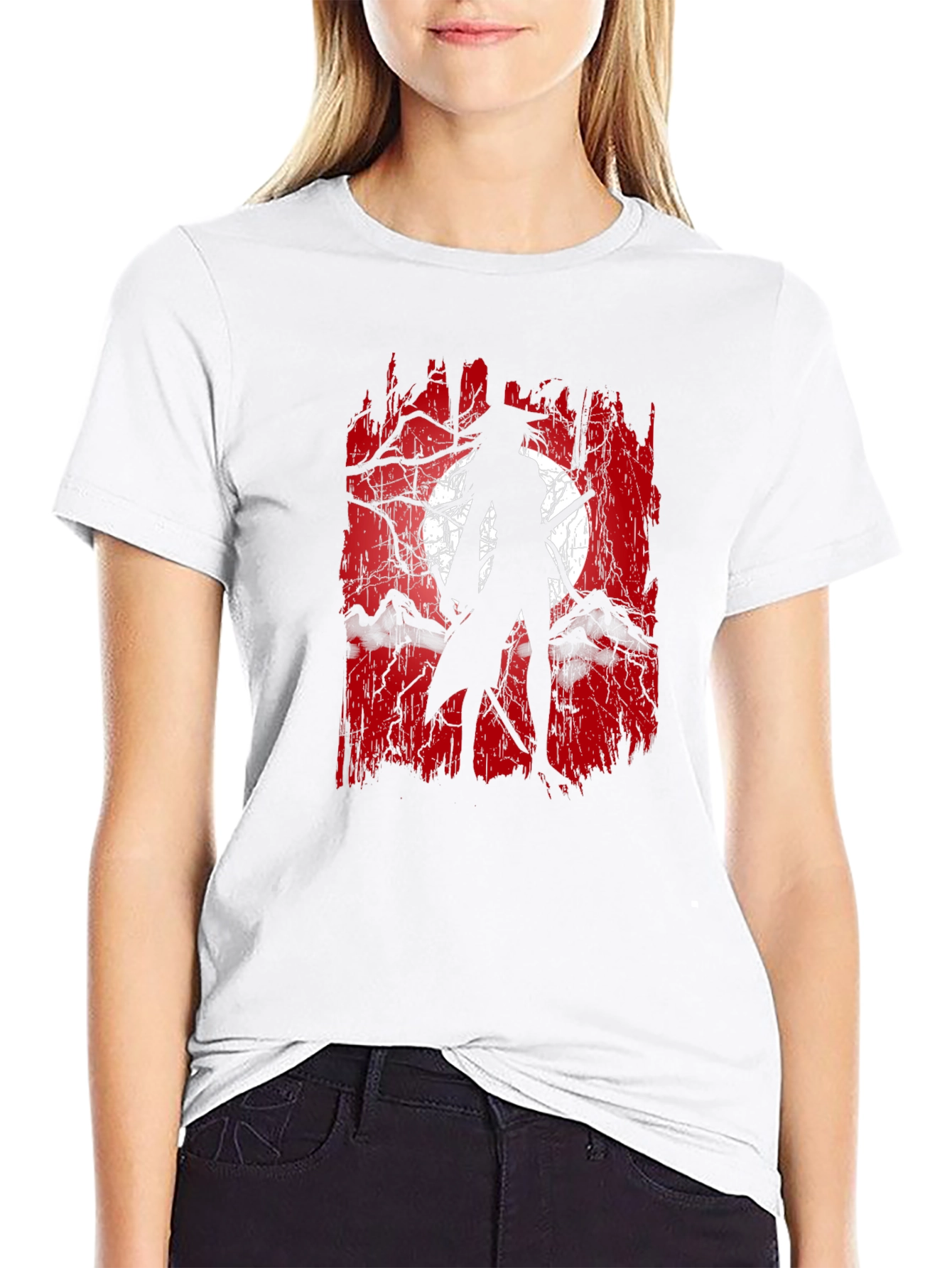 Samurai Moon Graphic Tee - Black Cotton