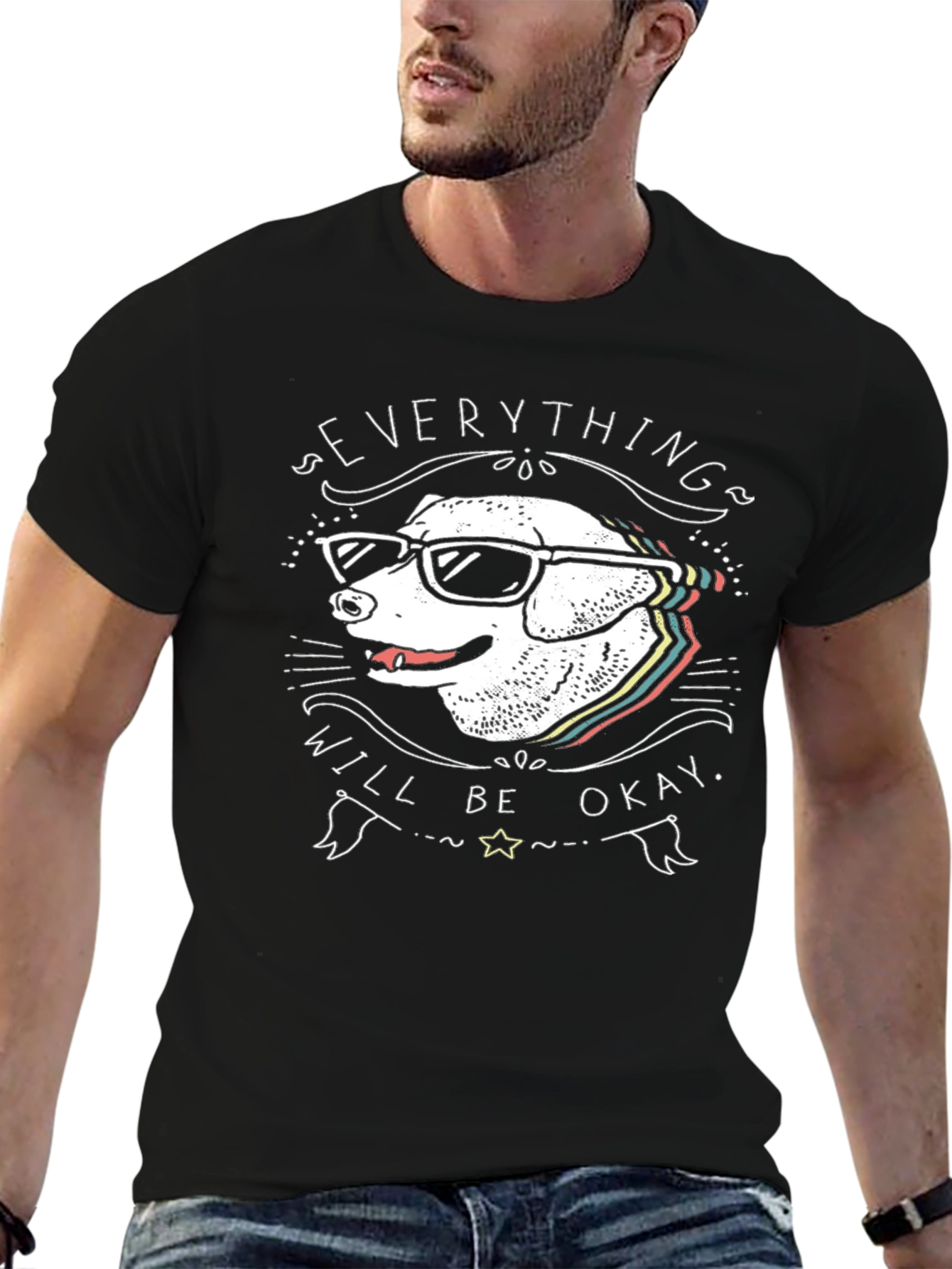 Dog with Glasses T-Shirt - Everything Will Be Okay