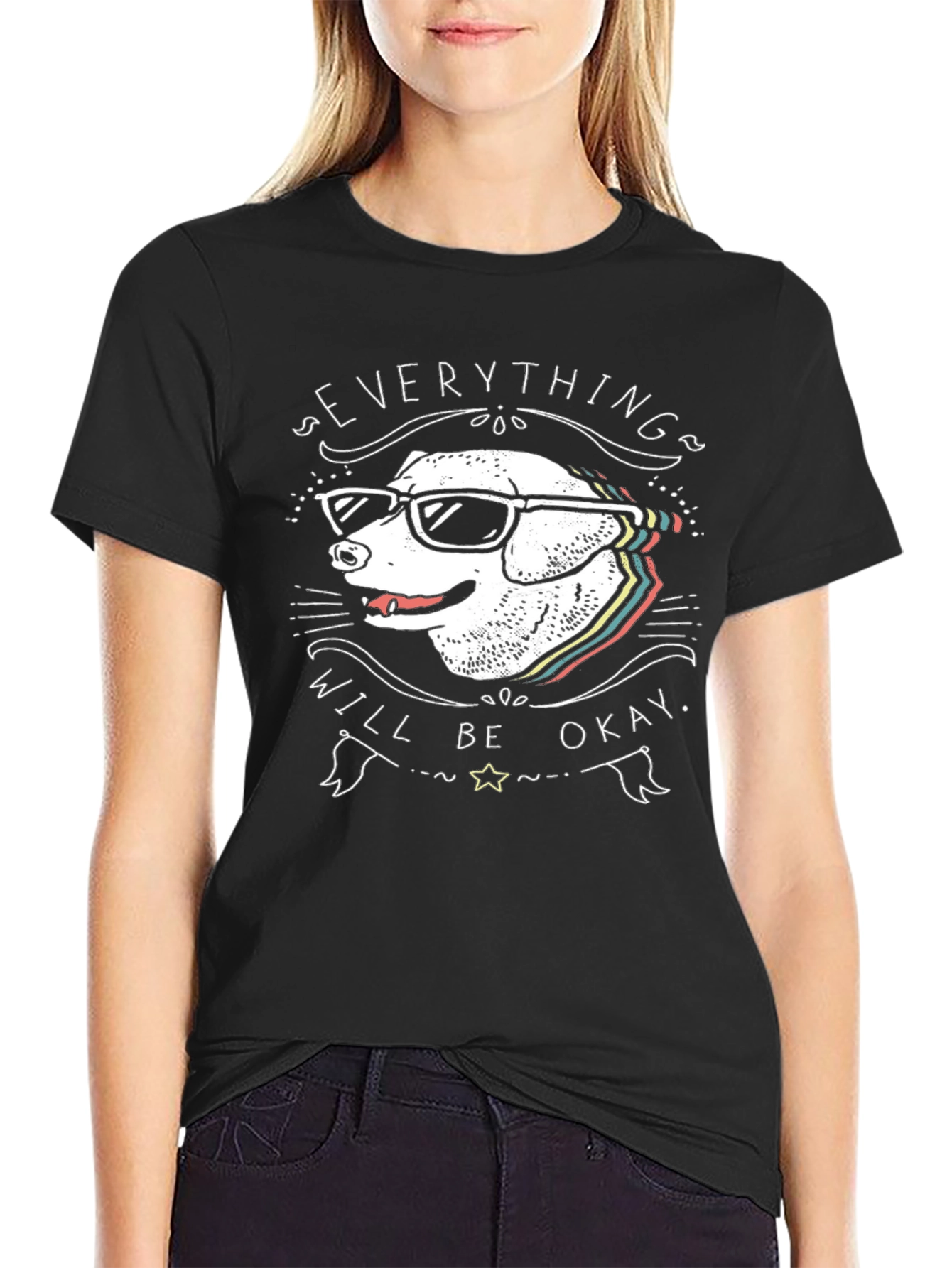 Dog with Glasses T-Shirt - Everything Will Be Okay