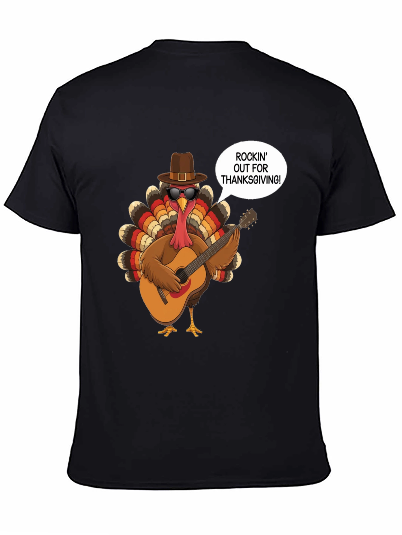 Rockin Turkey Thanksgiving Graphic Tee