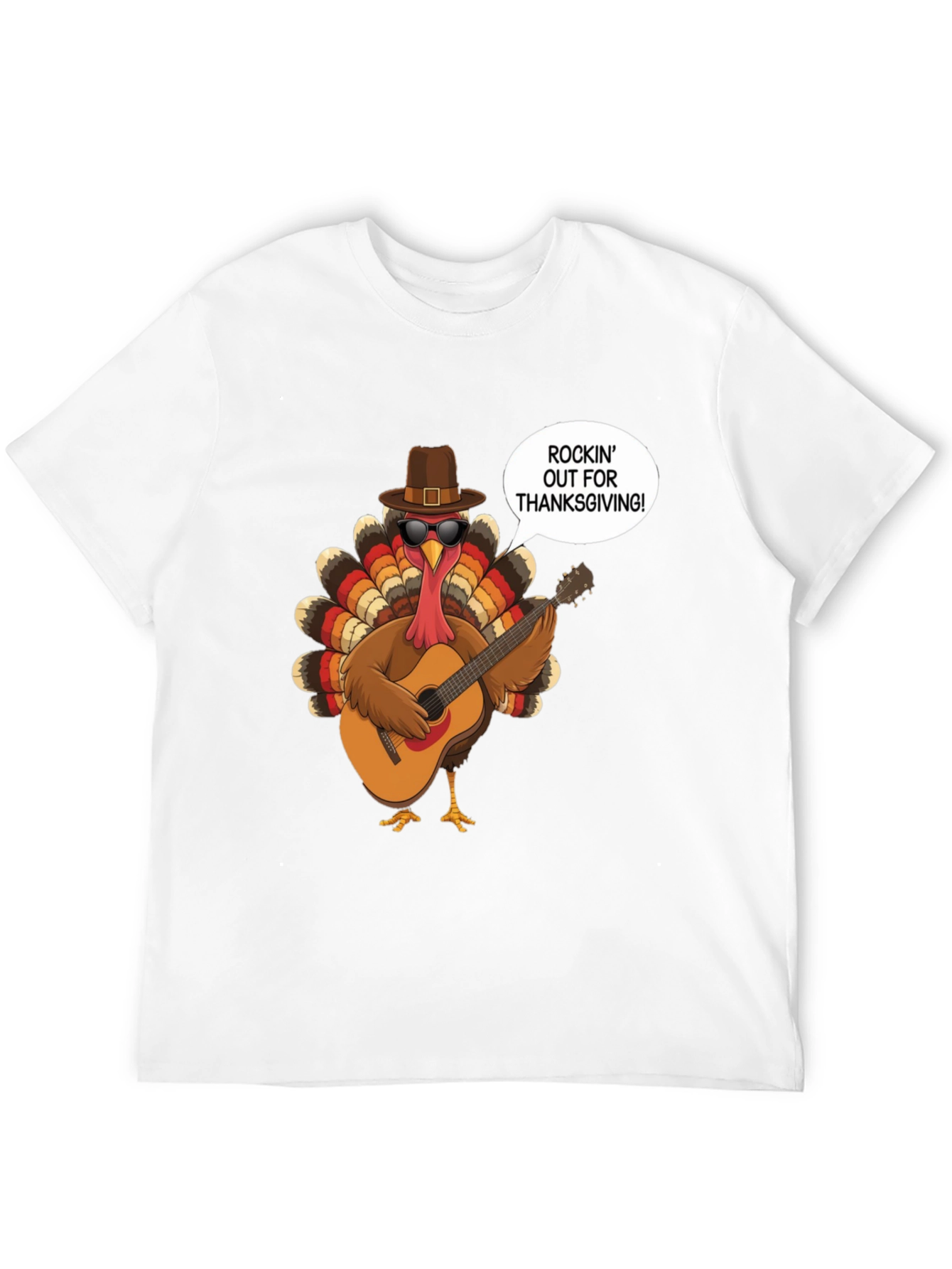 Rockin Turkey Thanksgiving Graphic Tee