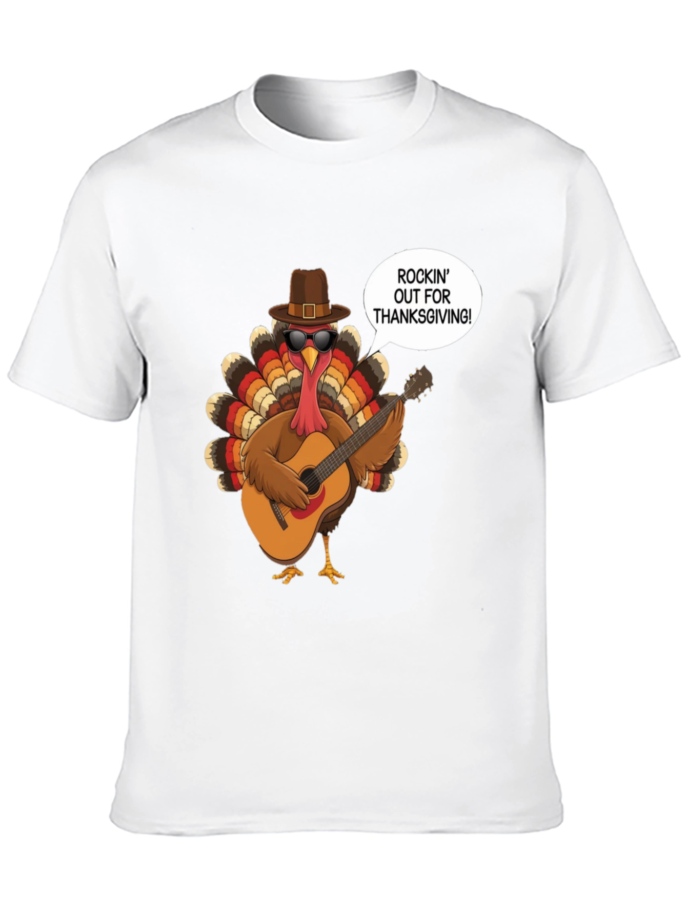 Rockin Turkey Thanksgiving Graphic Tee
