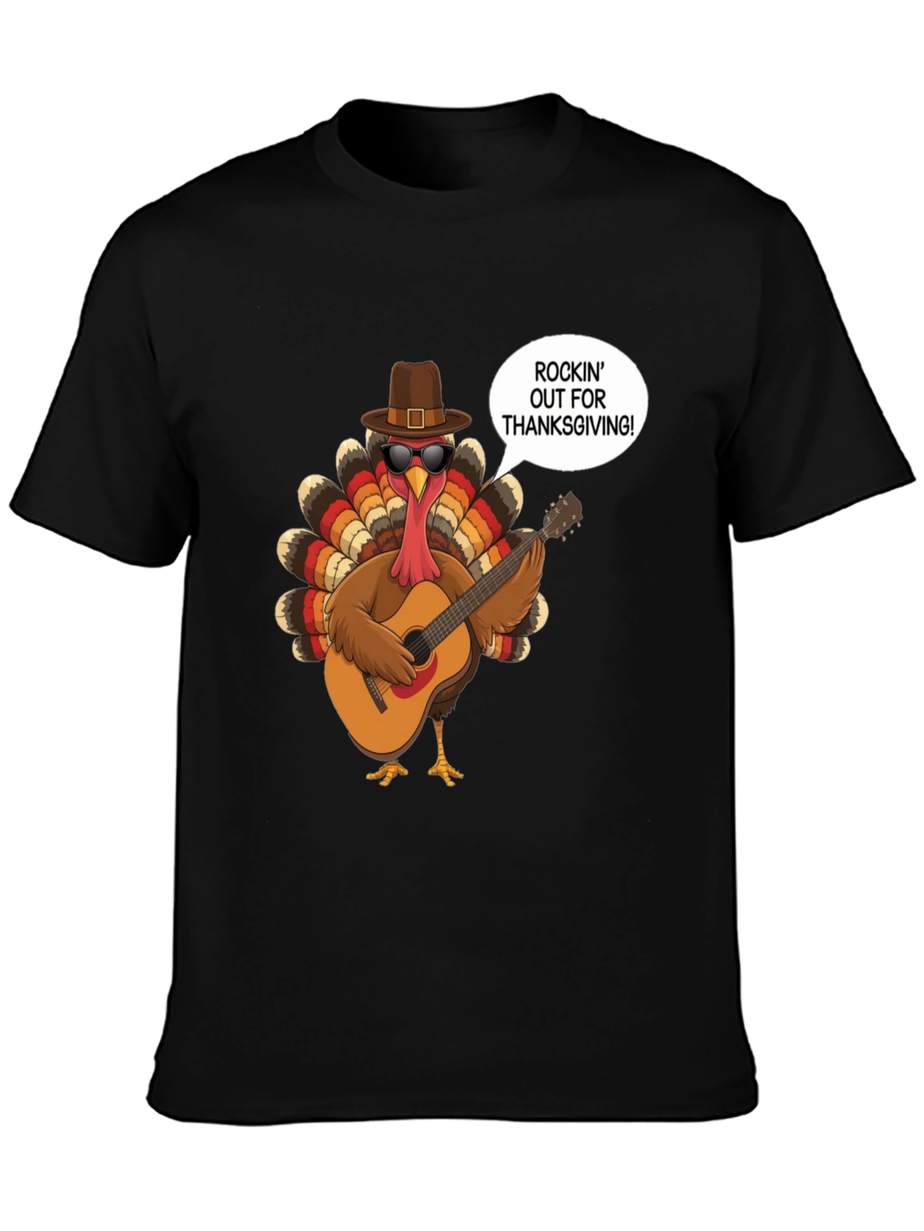 Rockin Turkey Thanksgiving Graphic Tee