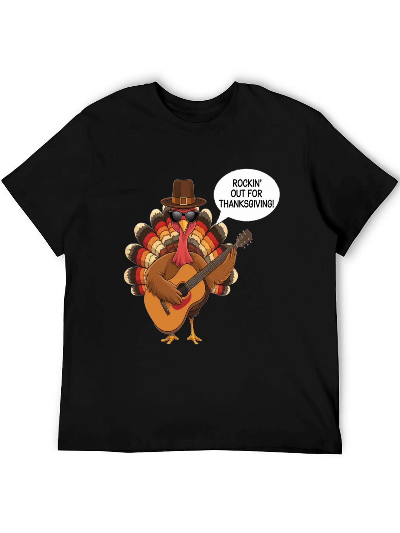 Rockin Turkey Thanksgiving Graphic Tee