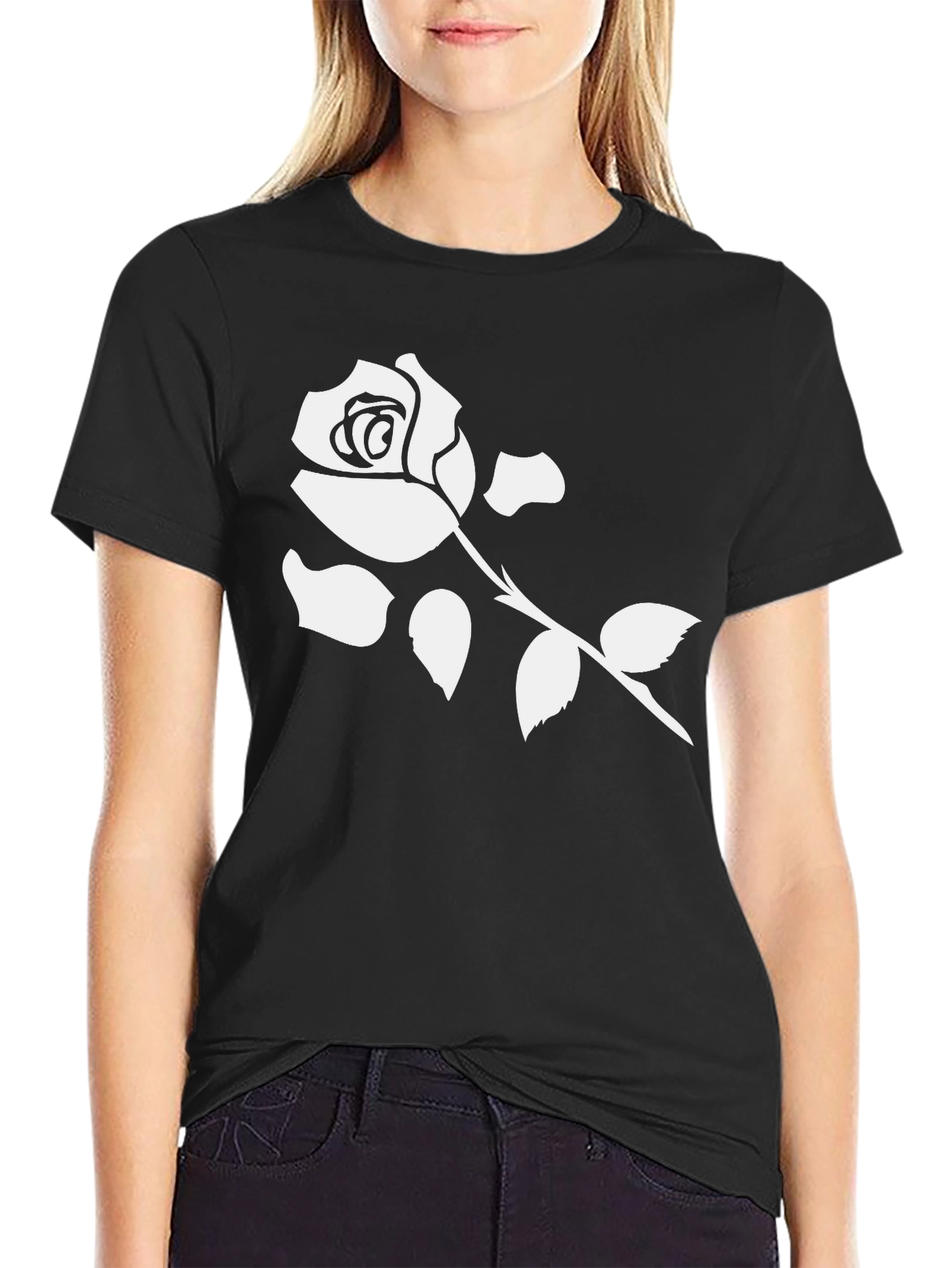 Rose Graphic T-Shirt - Modern Black Tee