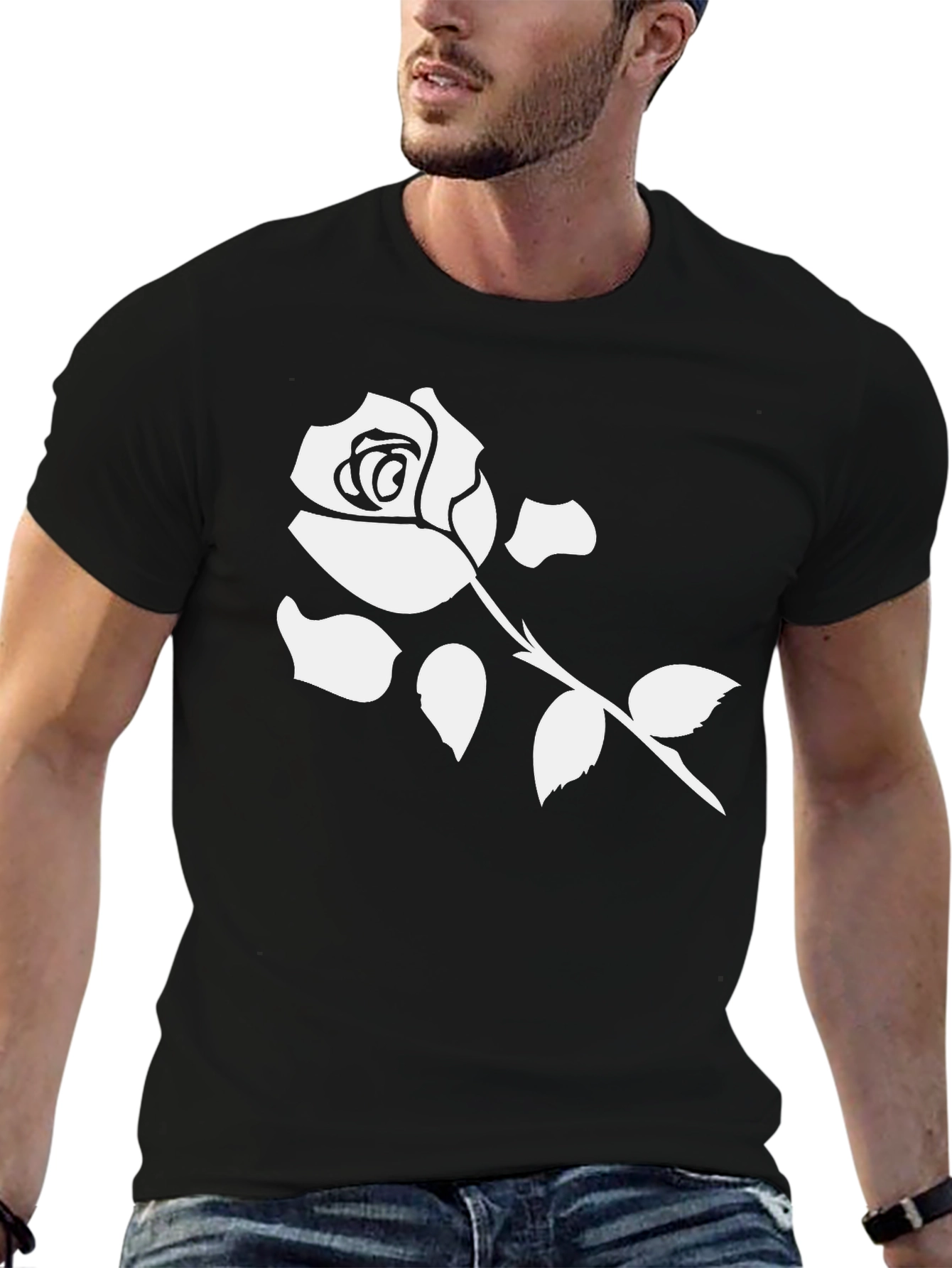 Rose Graphic T-Shirt - Modern Black Tee
