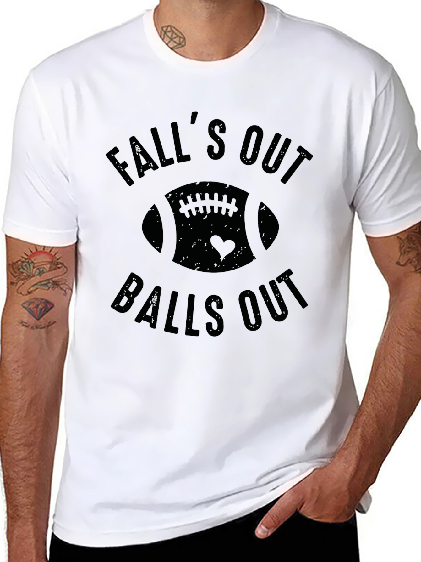 Falls Out Balls Out Black Graphic T-Shirt
