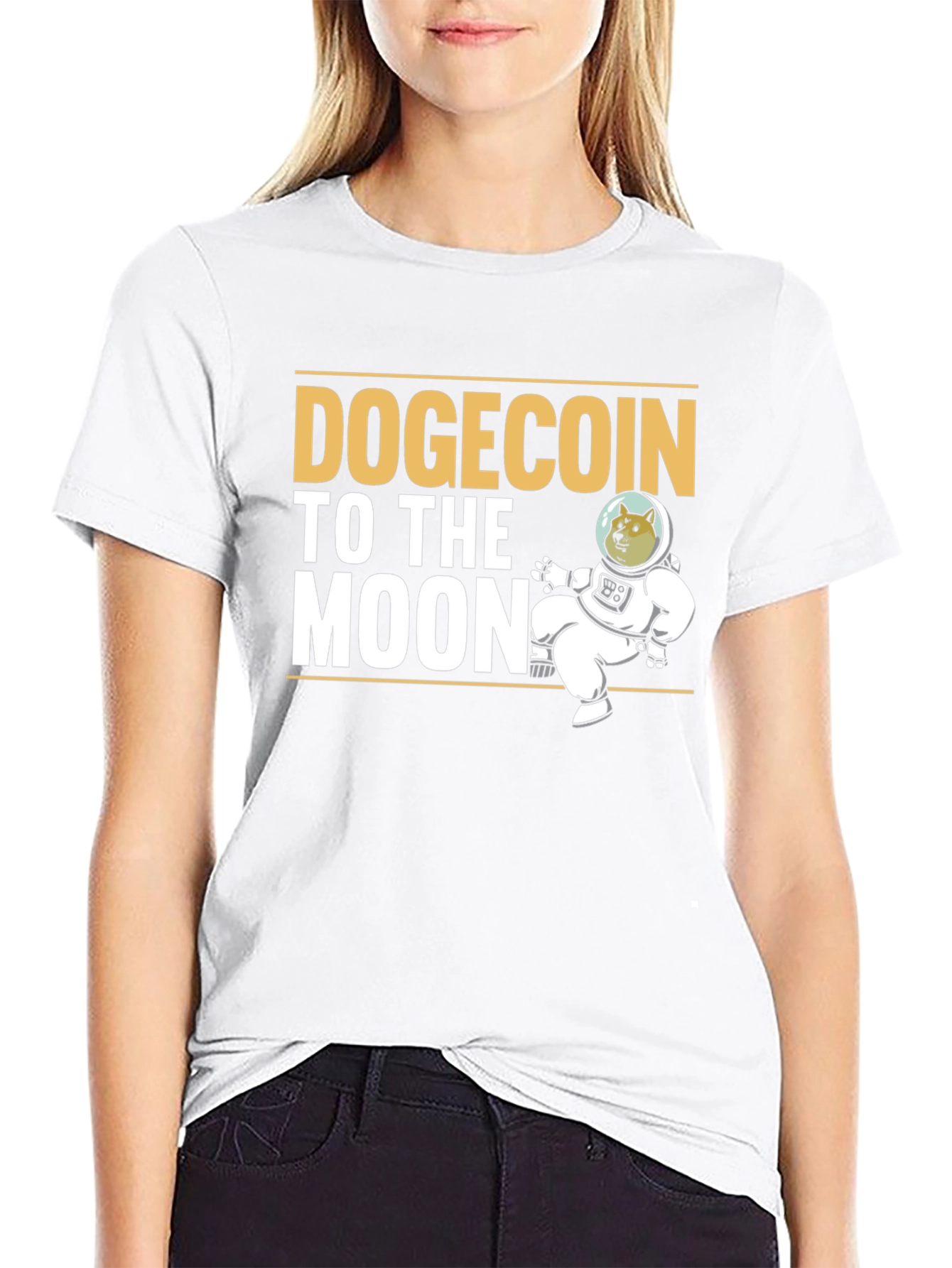 Dogecoin To The Moon Black T-Shirt