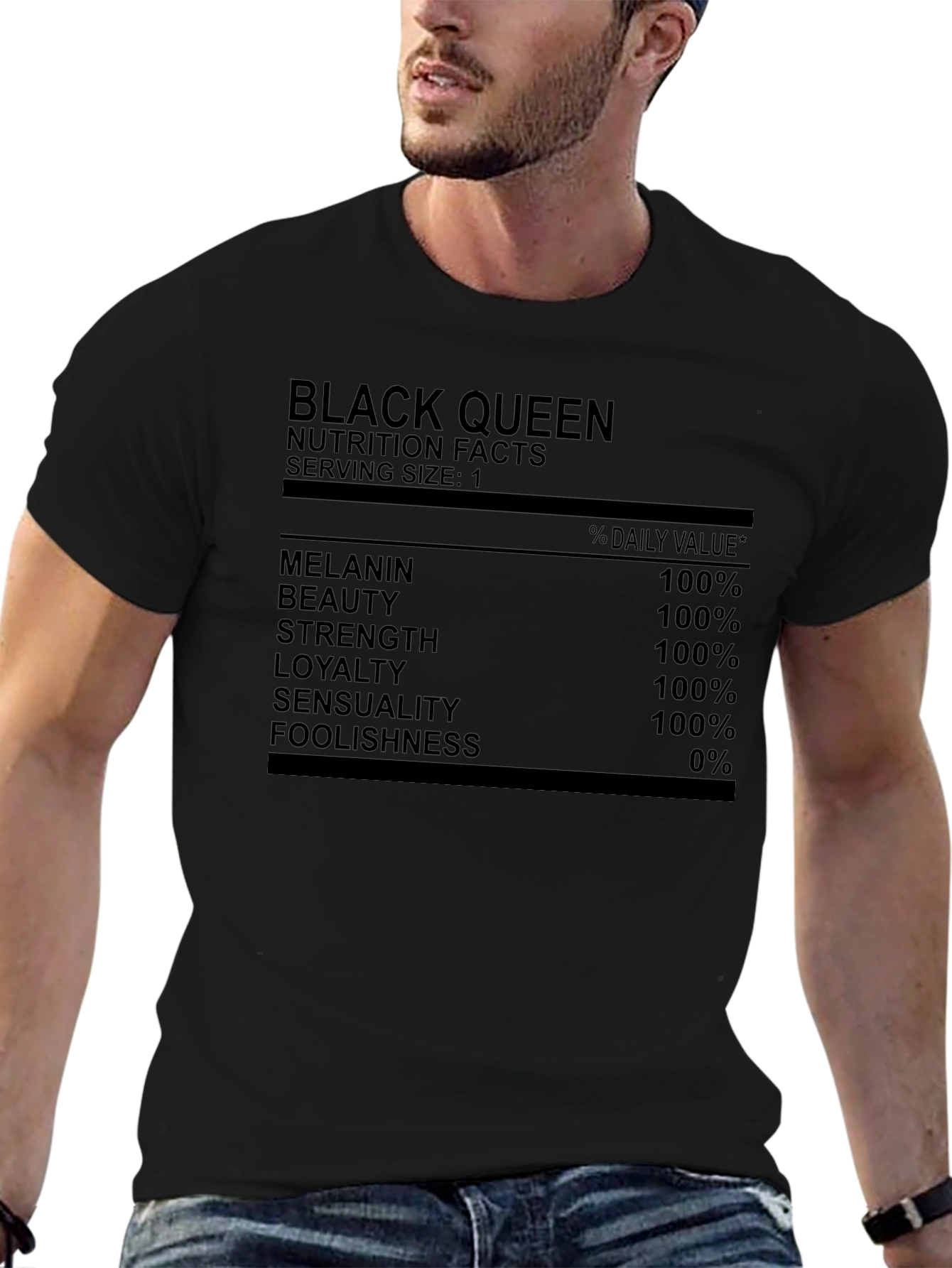 Black Queen Nutrition Facts Graphic T-Shirt