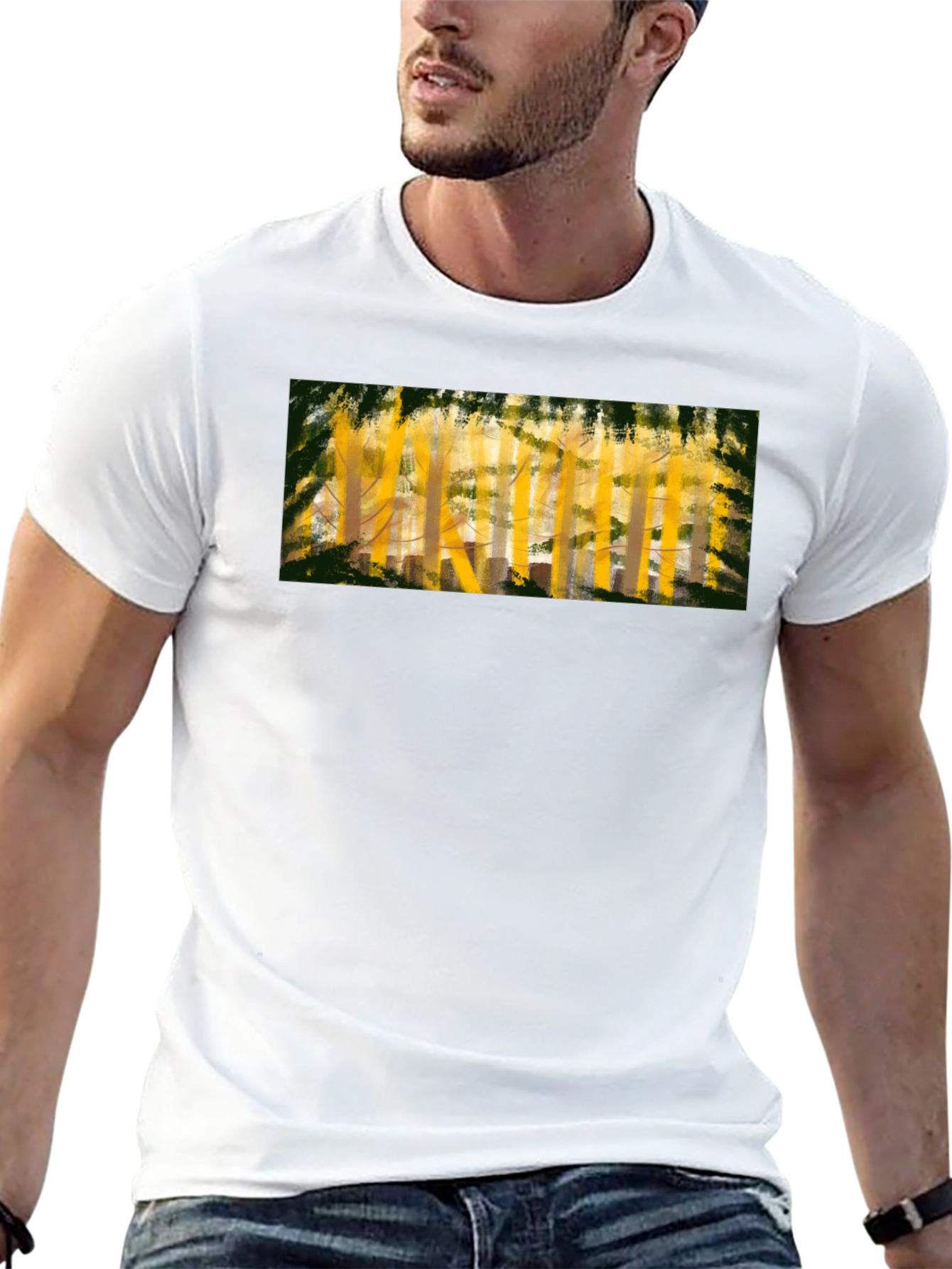 Abstract Forest Print Black T-Shirt
