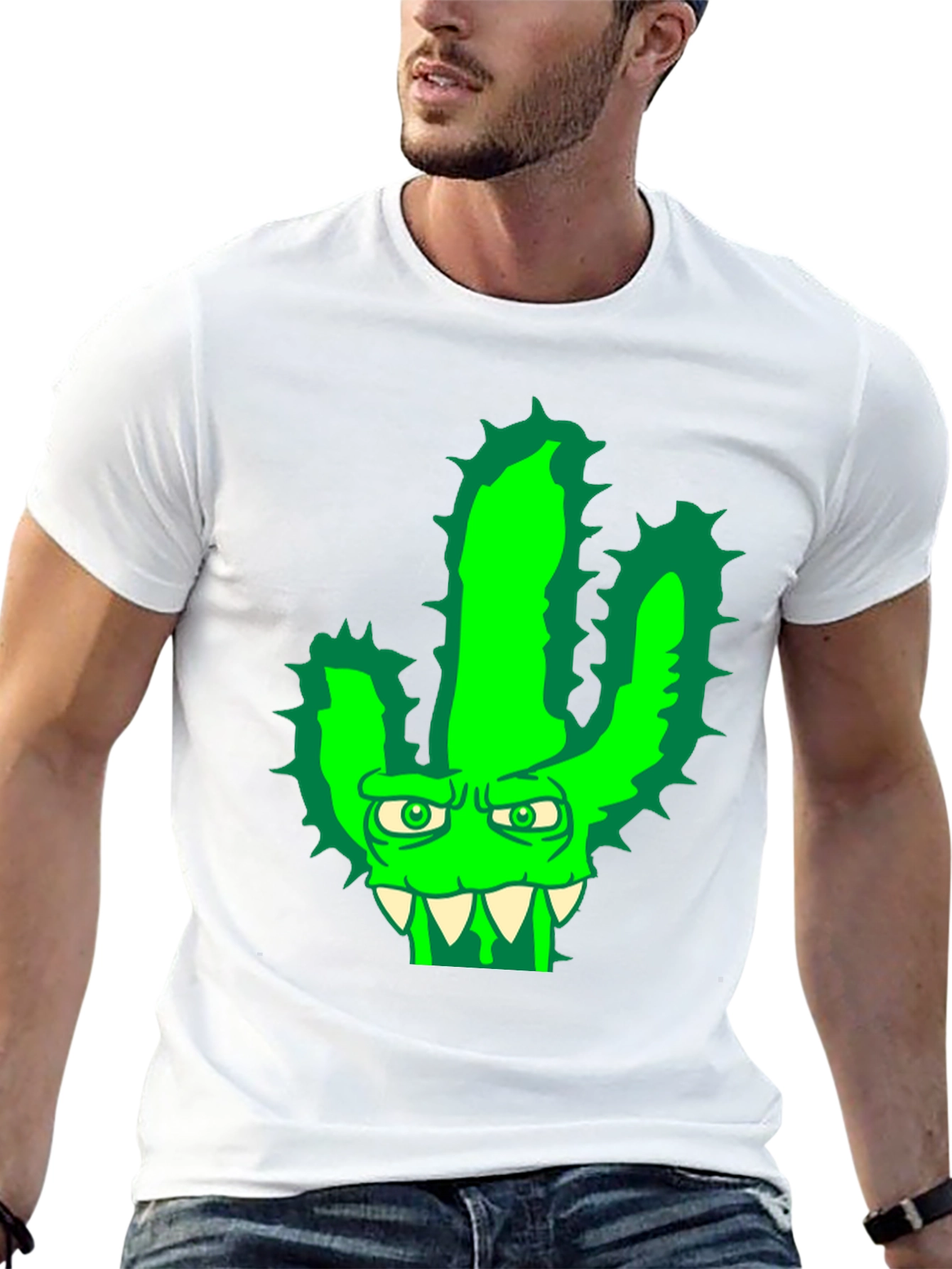 Mens Cactus Monster Graphic T-Shirt - Black