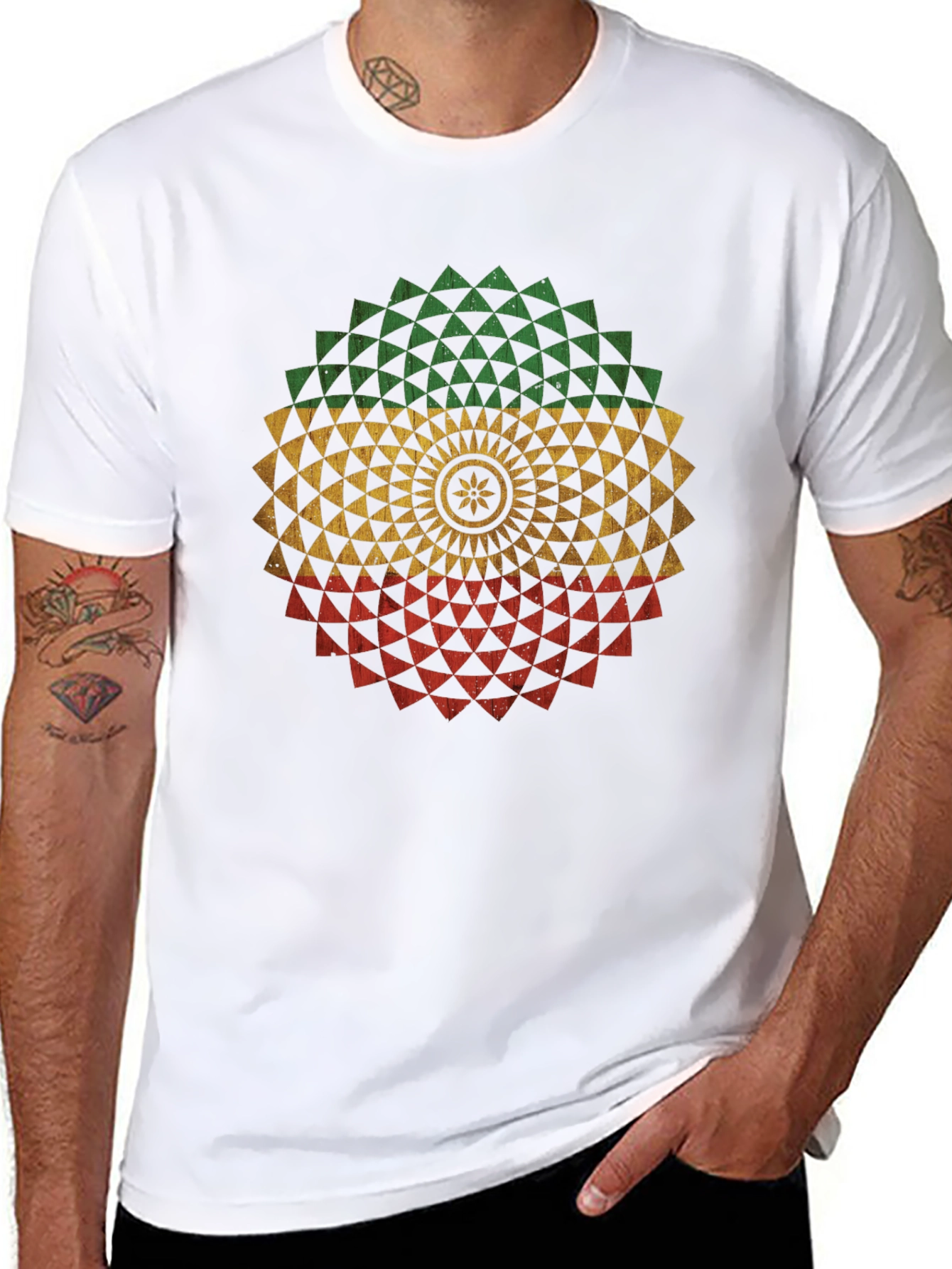 Rasta Mandala Black T-Shirt - Graphic Tee