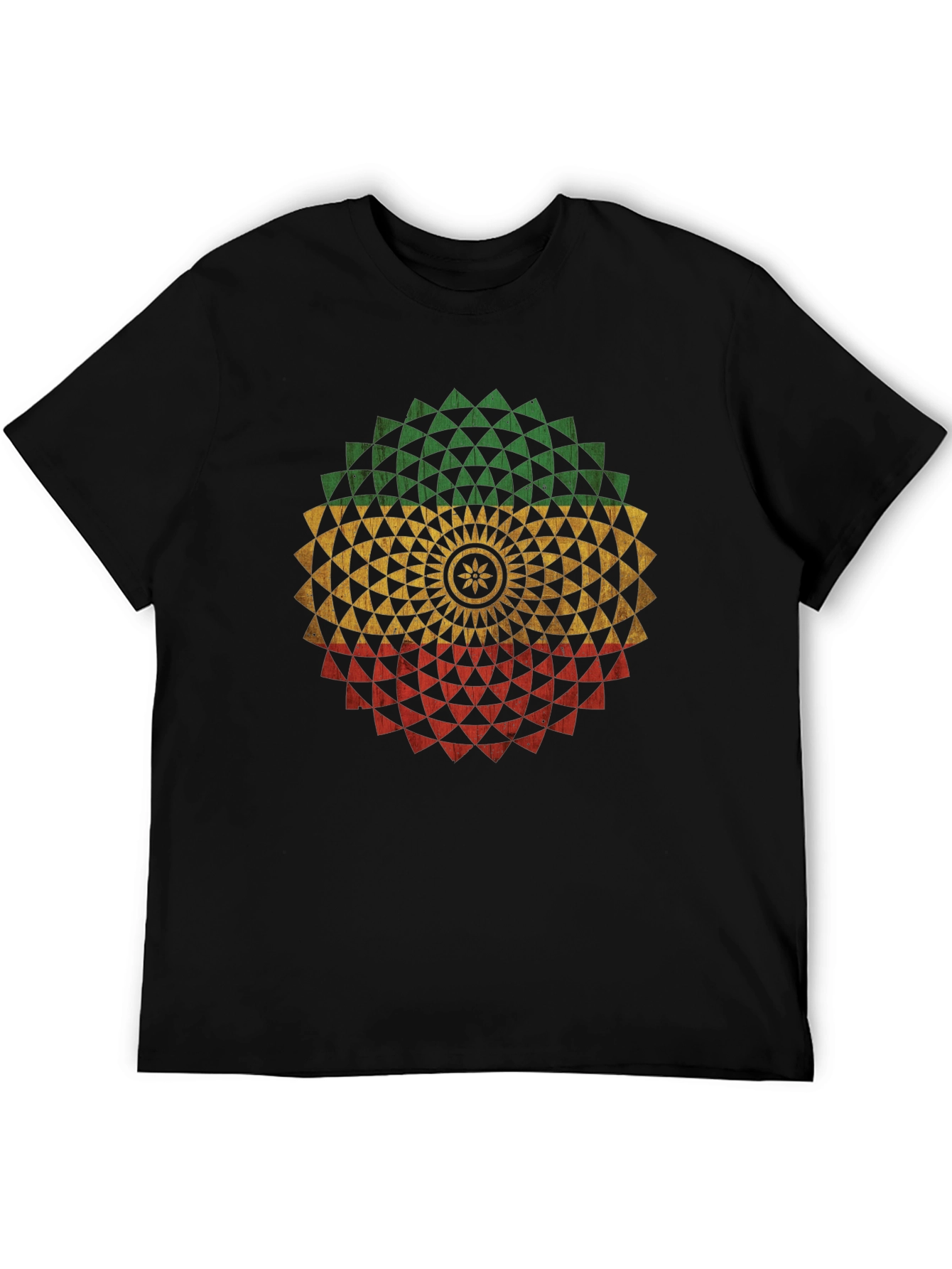 Rasta Mandala Black T-Shirt - Graphic Tee