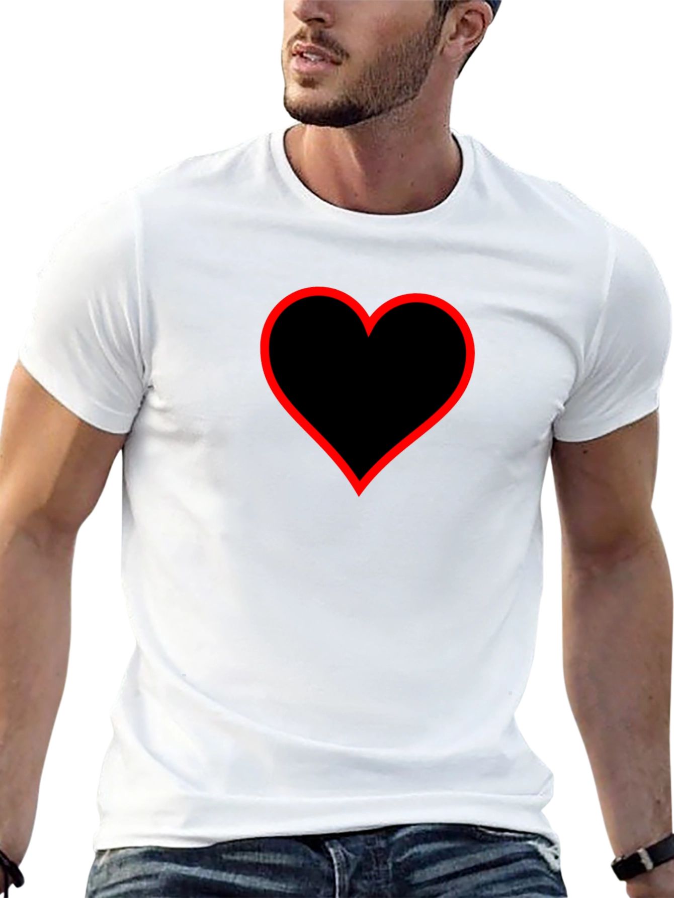 Heart Graphic Tee - Black Cotton Blend