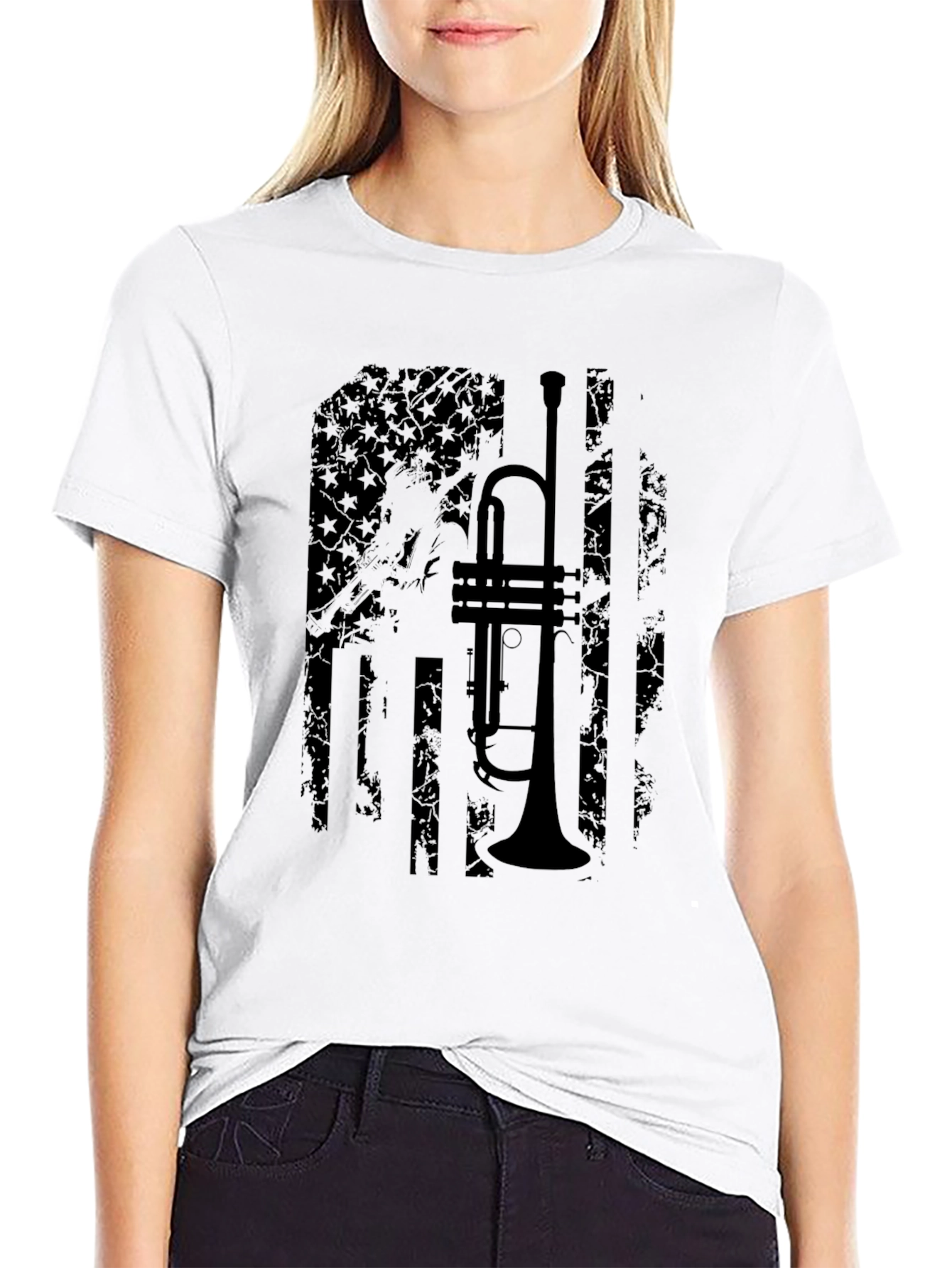 Trumpet Flag Graphic Tee - Stylish Music Lover Shirt