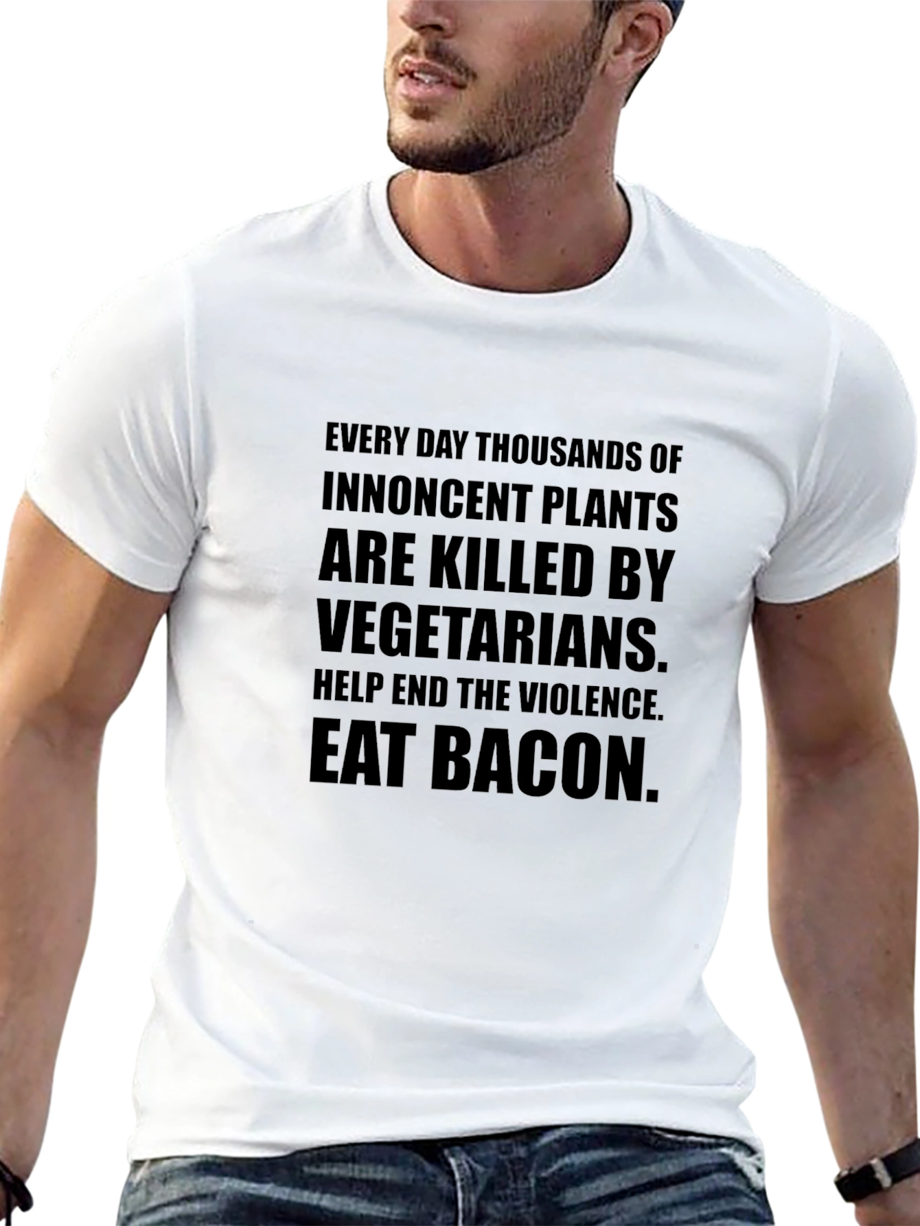 Eat Bacon Slogan Tee - End Plant Violence