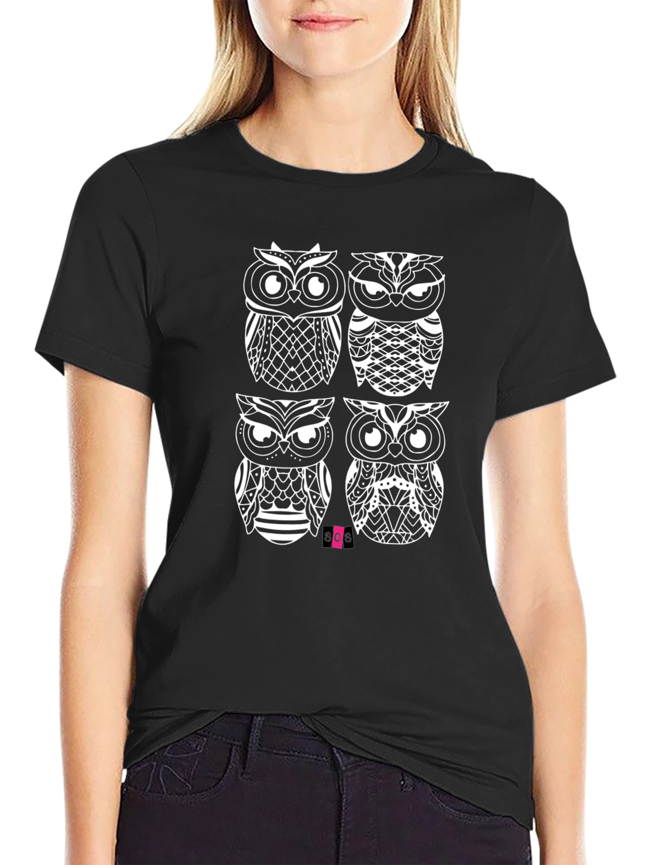 Owl Graphic Black T-Shirt